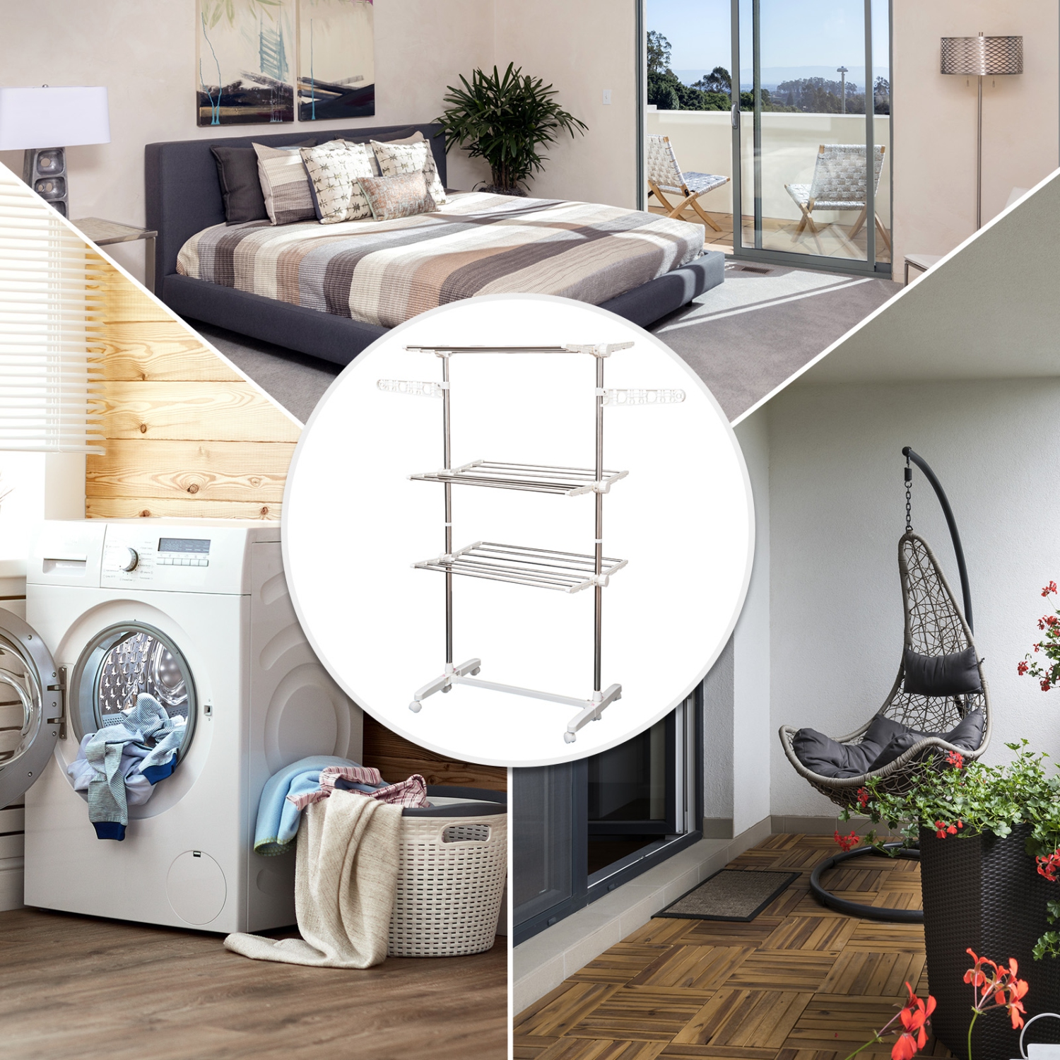 Égouttoir pliable à 3 niveaux en acier inoxydable de HOMCOM