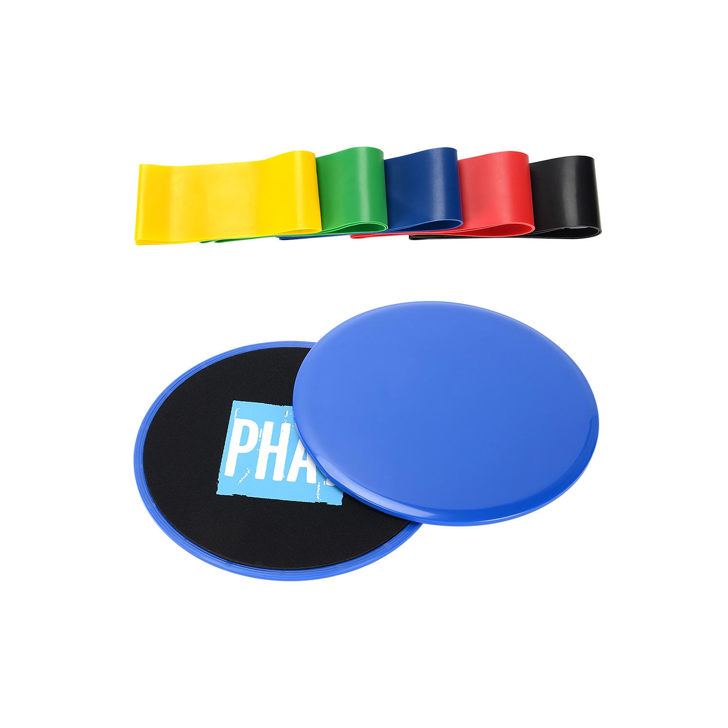 Disques glisseurs à double noyau de première qualité + 5 bandes de résistance de l'exercice - PHAT™