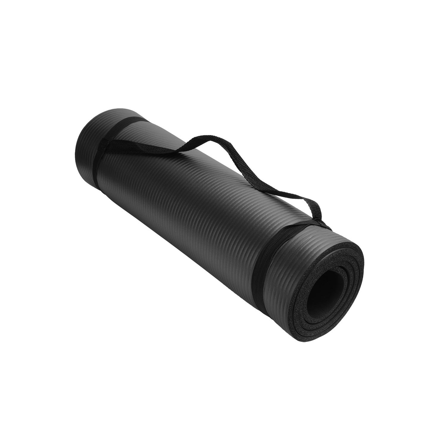 Foldable Yoga Mat Pilates Mat with Carrying Strap for Exercise Fitness-Black