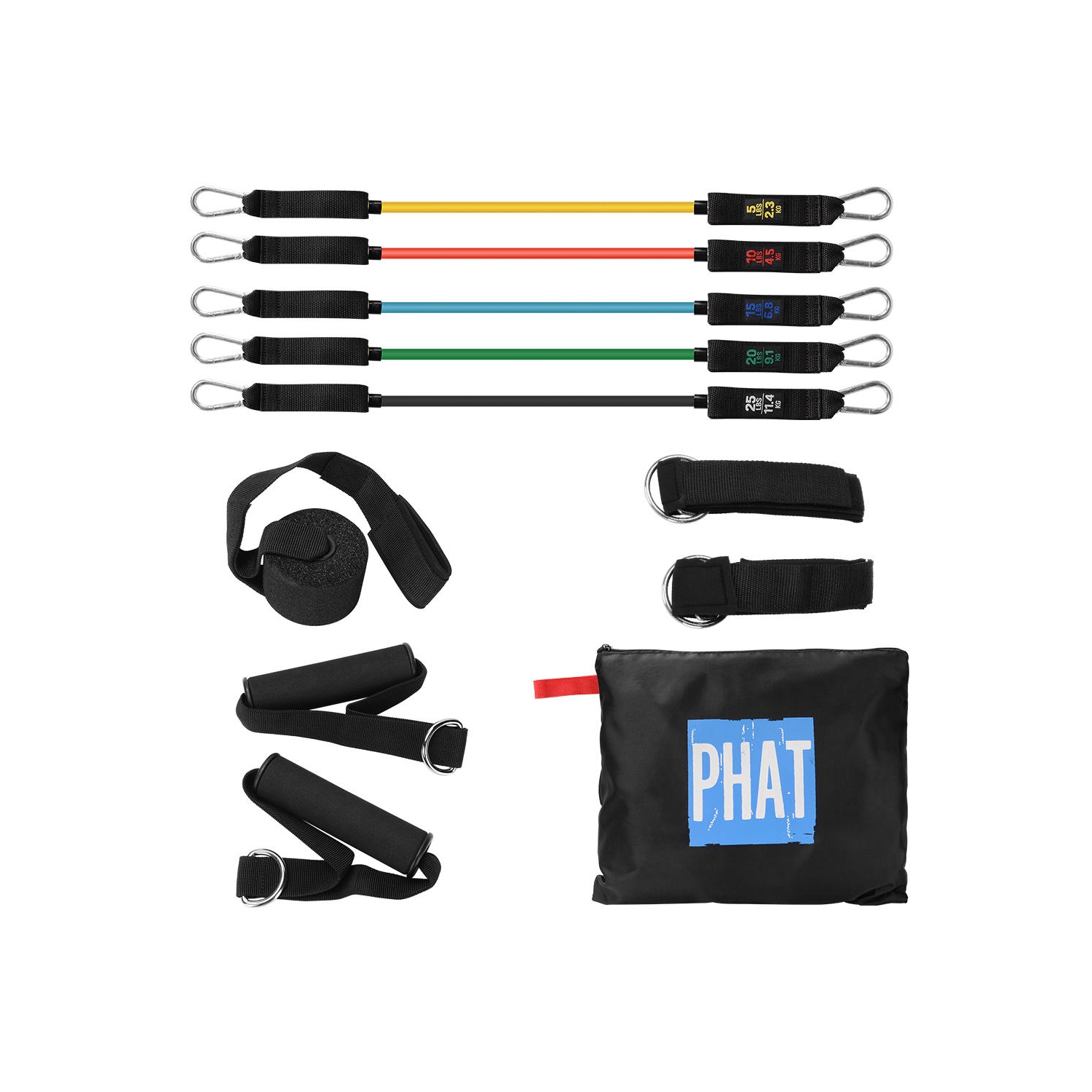 Ensemble de 11 bandes de résistance PHAT pour entraînement par résistance, mise en forme et physiothérapie