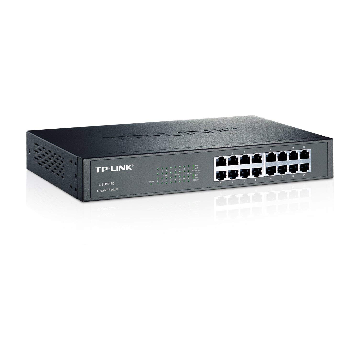 TP-Link TL-SG1016D 10/100/1000Mbps 16-Port Gigabit 13-inch Rackmountable Switch, 32Gbps Capacity