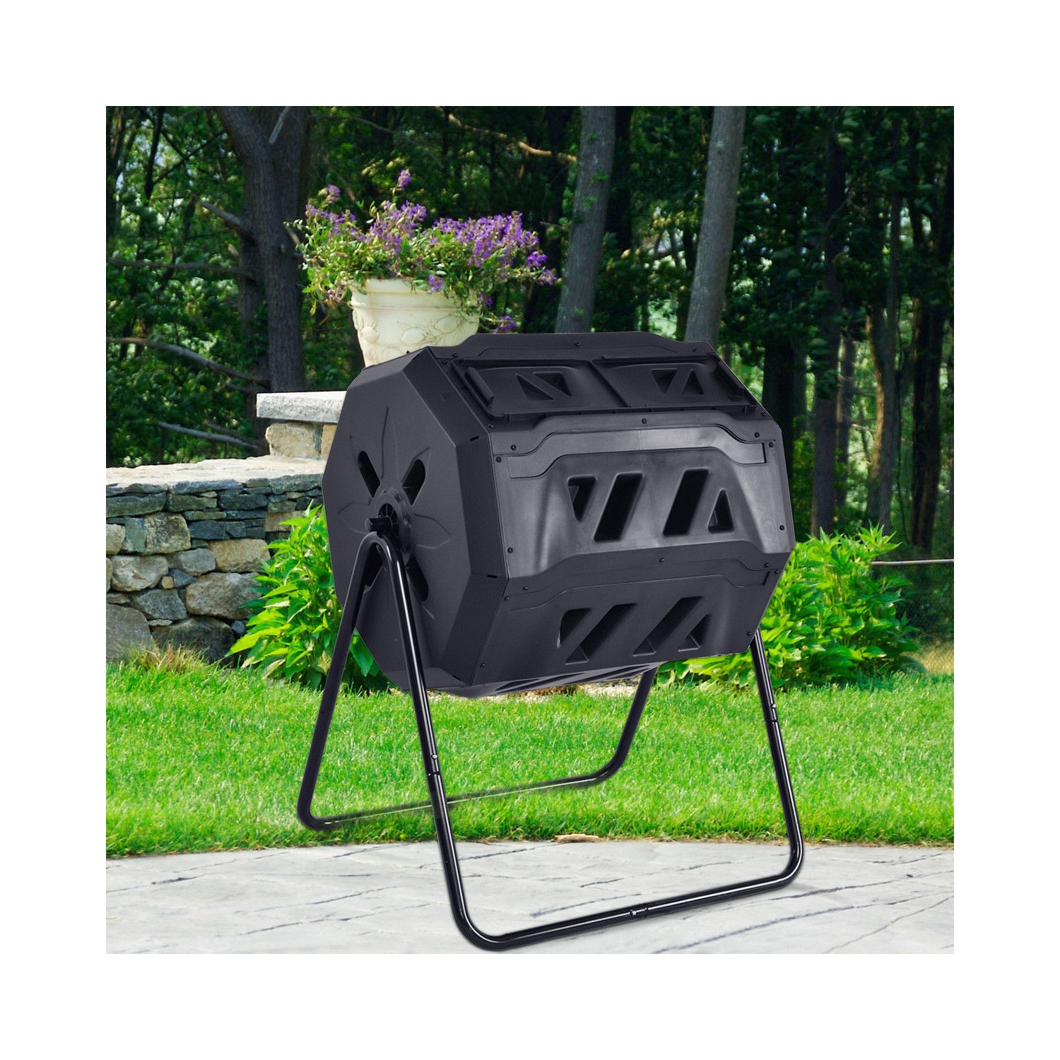 Costway 42-Gallon Compost Tumbler Garden Waste Bin Grass Food Trash Barrel Fertilizer