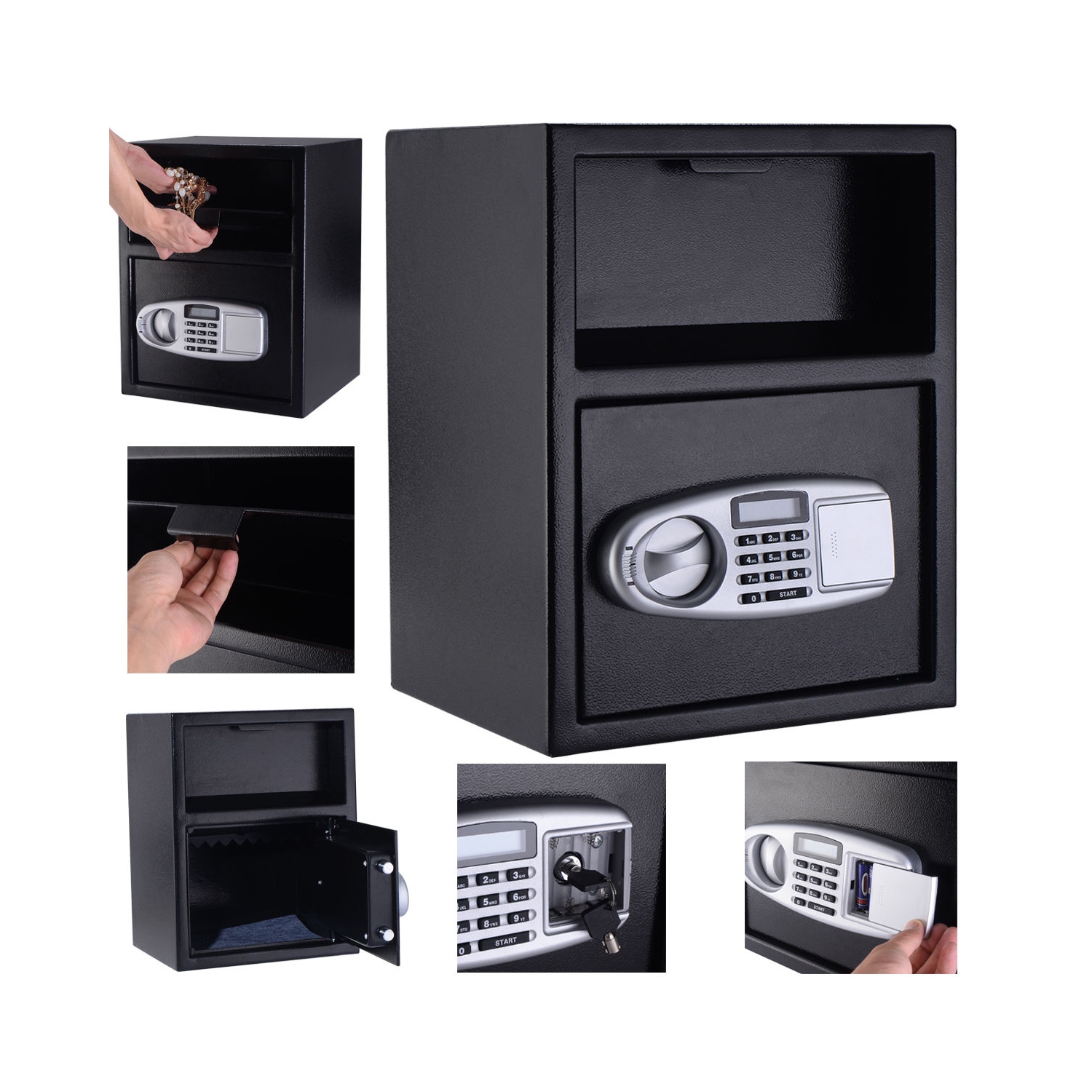 Costway Digital Safe Box Depository Drop Deposit Front Load Cash Vault Lock Jewelry