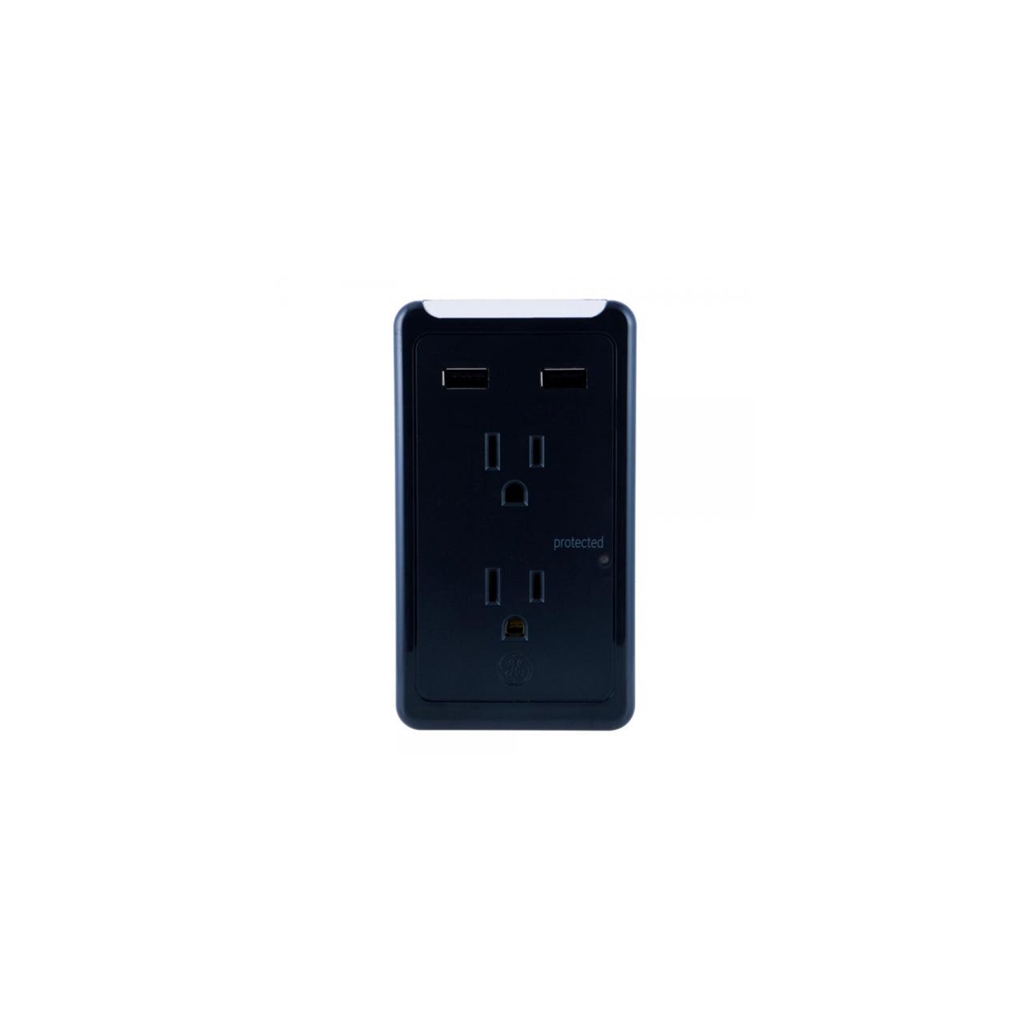 GE 28685 Wall Tap Surge Protector 2 Outlets, 2 USB Ports 450 Joules Black