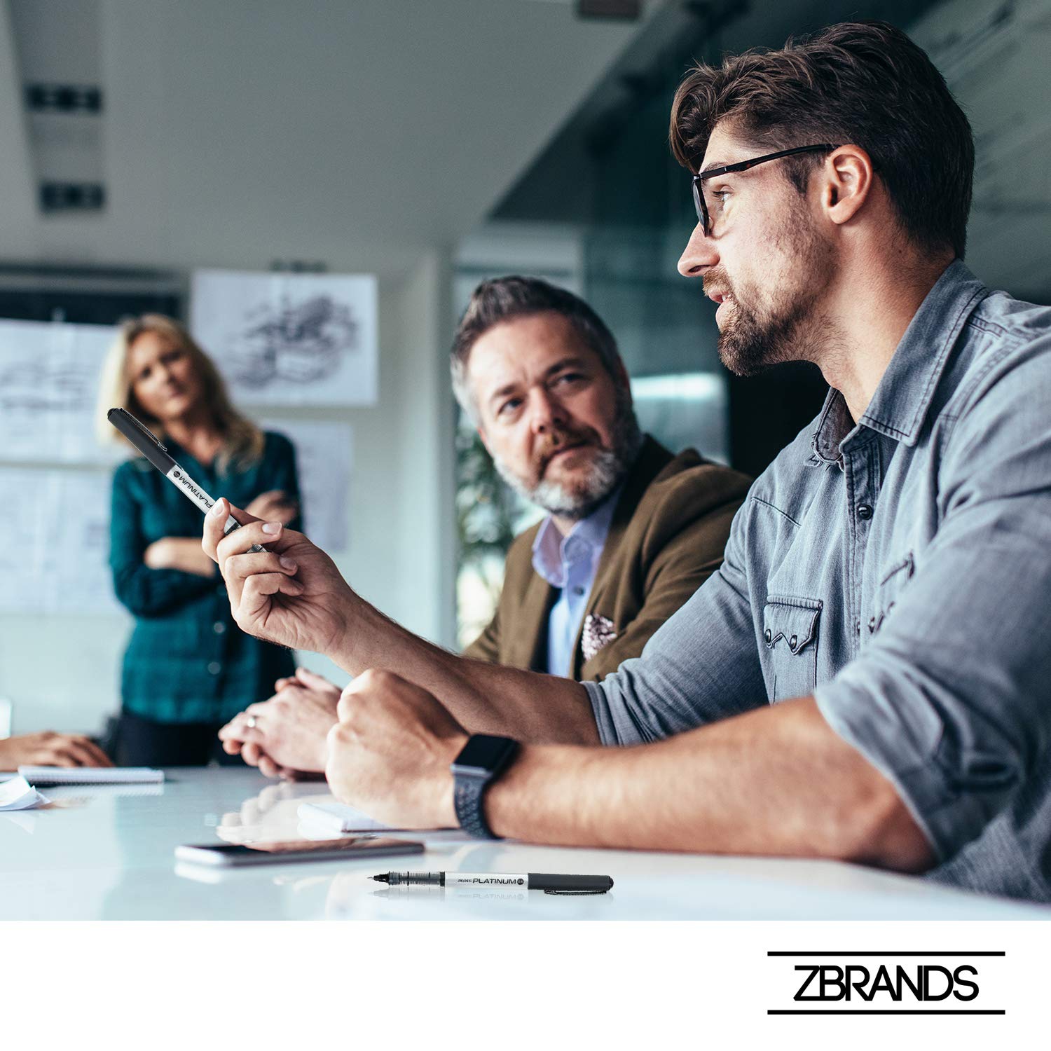 ZBRANDS // Microball Roller Pens, Micro Point, Platinum Rollerball Pen, 12-Pack, (Midnight Black)