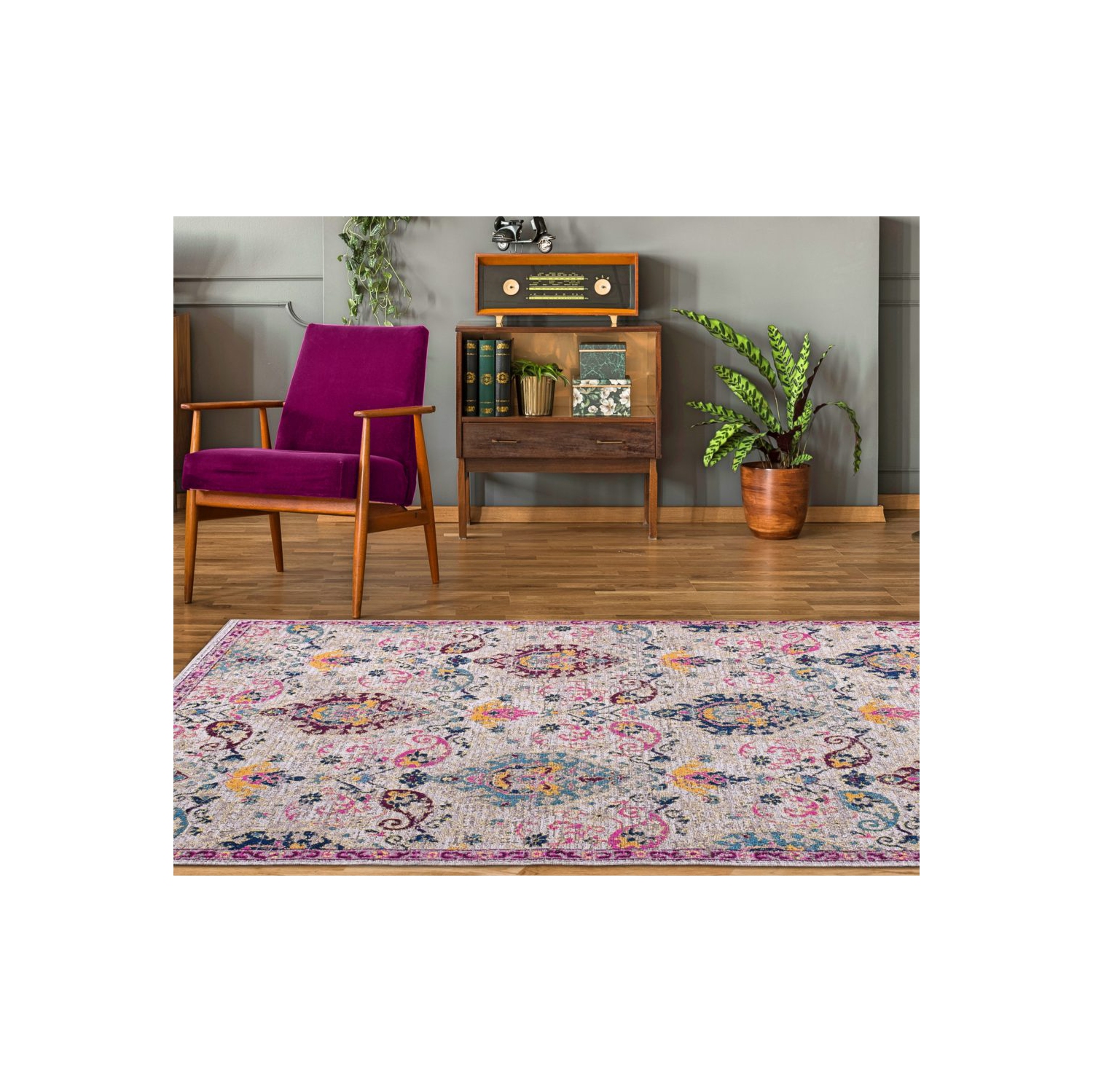 Tapis traditionnel Katrina, intérieur/extérieur, crème, 5 pi 2 po x 7 pi 5 po