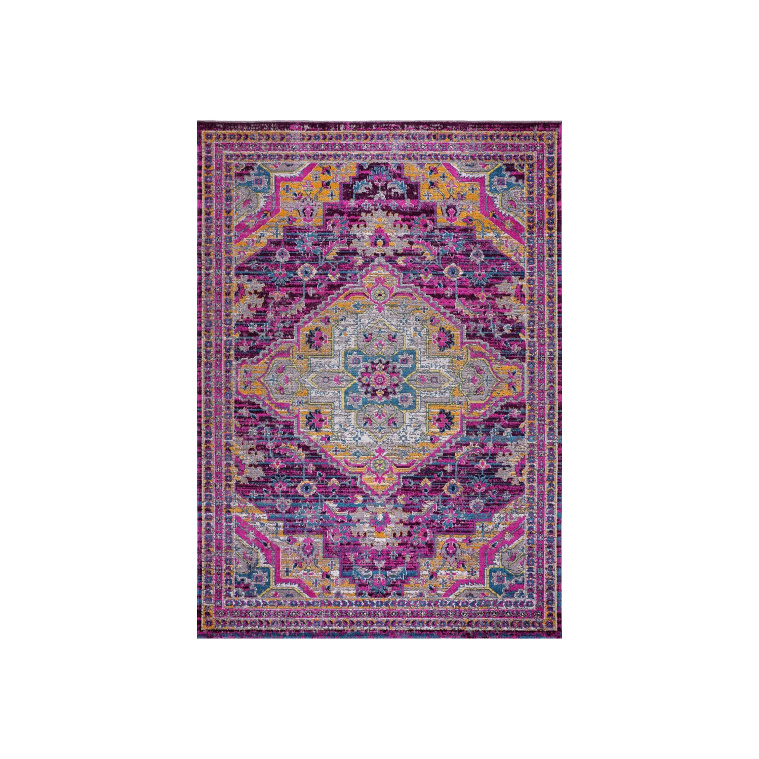 Tapis traditionnel Elson Lilac Beige, intérieur/extérieur, 6 pi 5 po x 9 pi 5 po