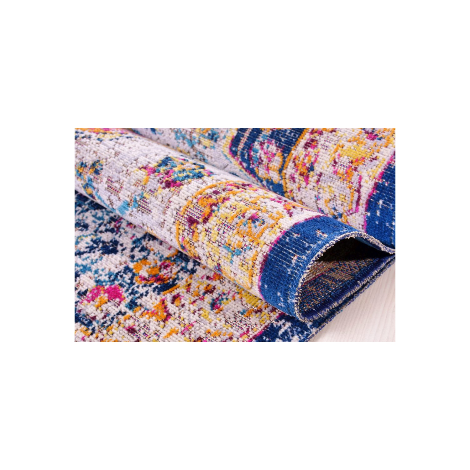 Orlando Blue Yellow Traditional Indoor/Outdoor Area Rug 5'2" x 7'5"