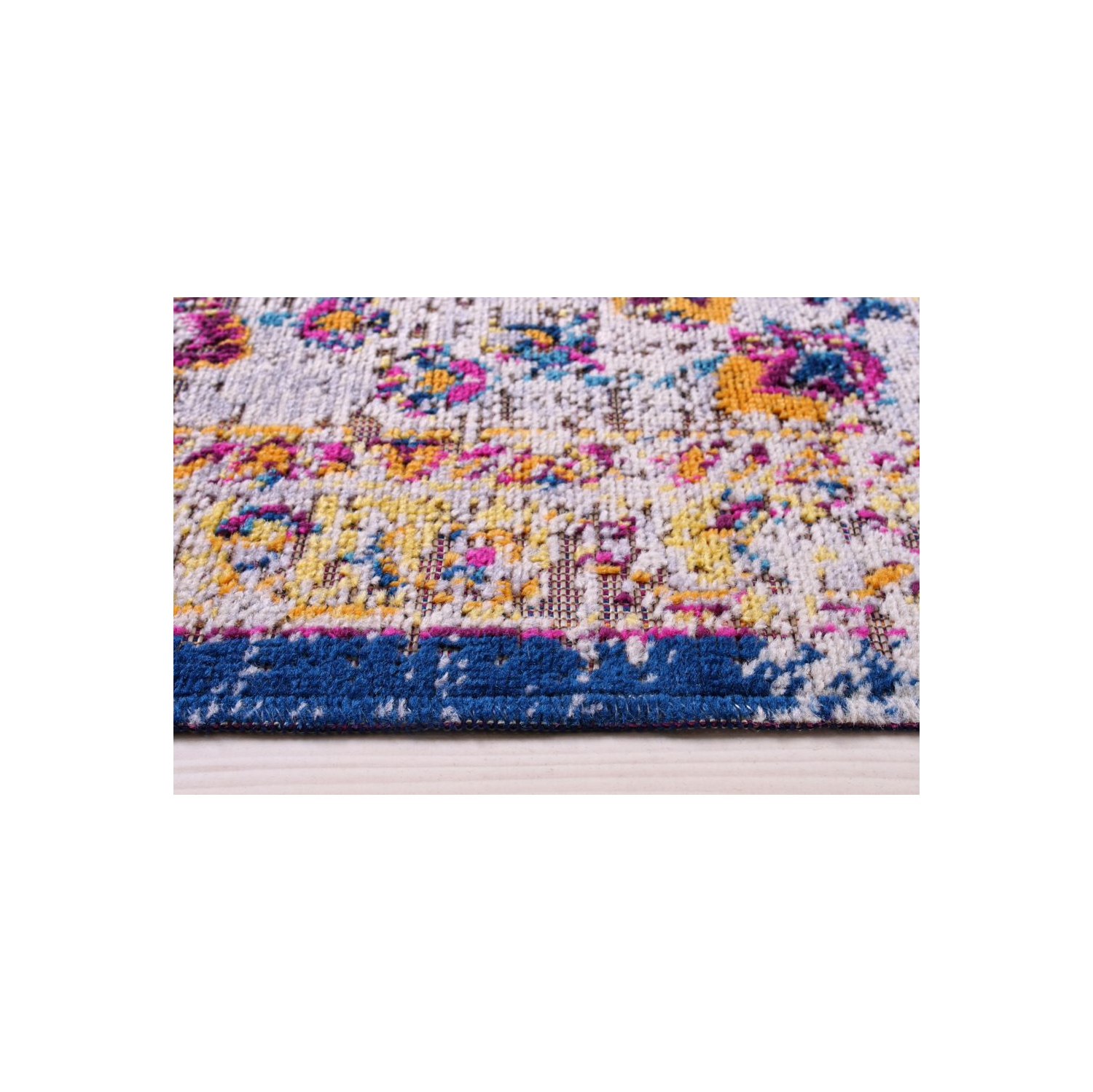 Orlando Blue Yellow Traditional Indoor/Outdoor Area Rug 5'2" x 7'5"