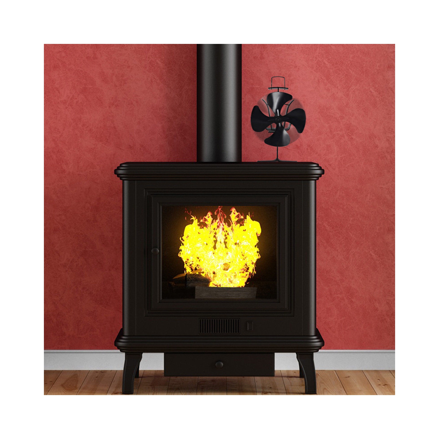 Costway 4 Blades Fireplace Stove Fan Fuel Saving Heat Powered Wood Burner Eco USB