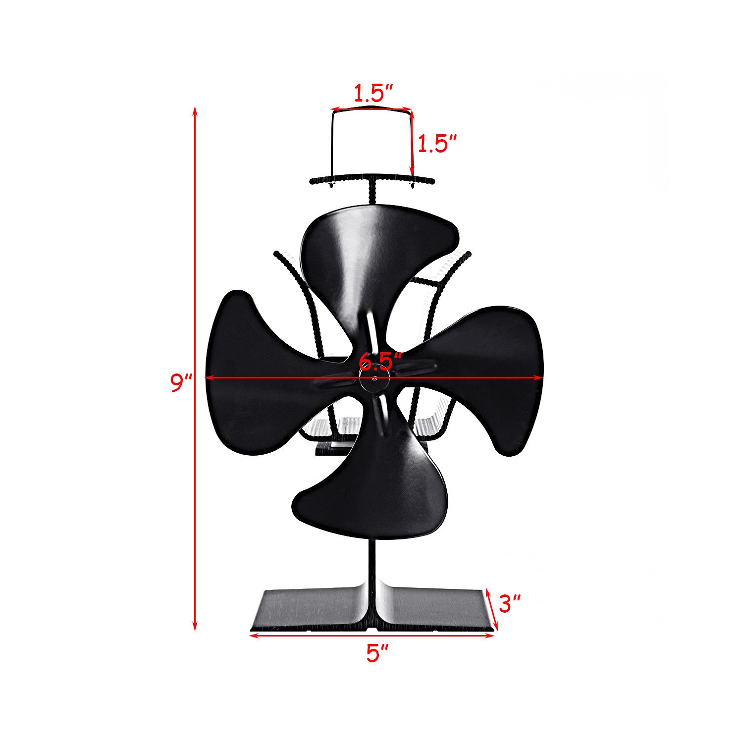 Costway 4 Blades Fireplace Stove Fan Fuel Saving Heat Powered Wood Burner Eco USB