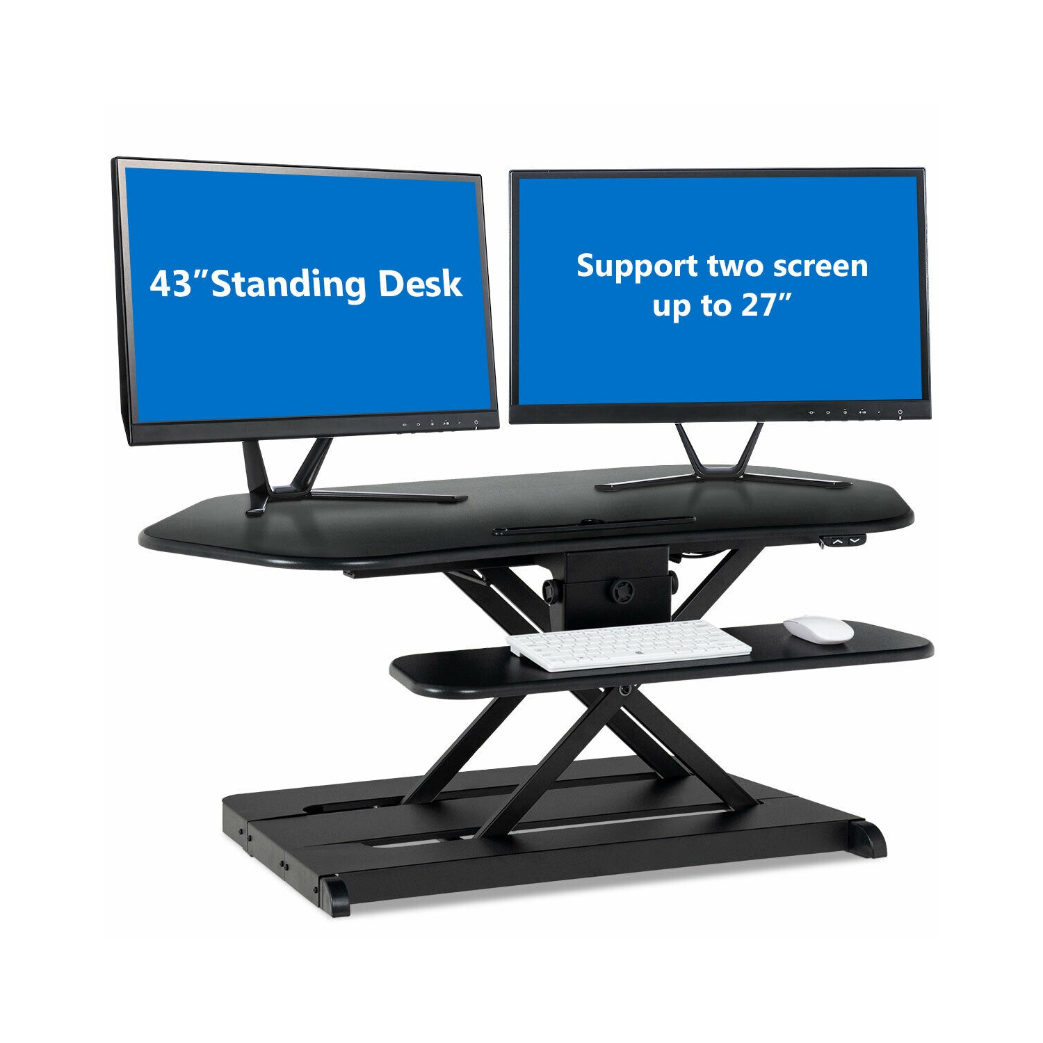 Costway Electric Height Adjustable Standing Desk Tabletop Sit To Stand Riser Monitor