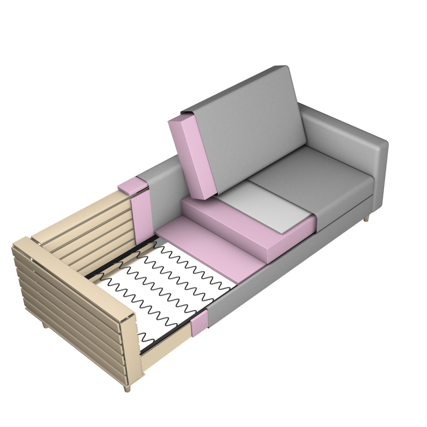 Canapé-lit en tissu moderne Couch de Costway avec lit salon rembourré