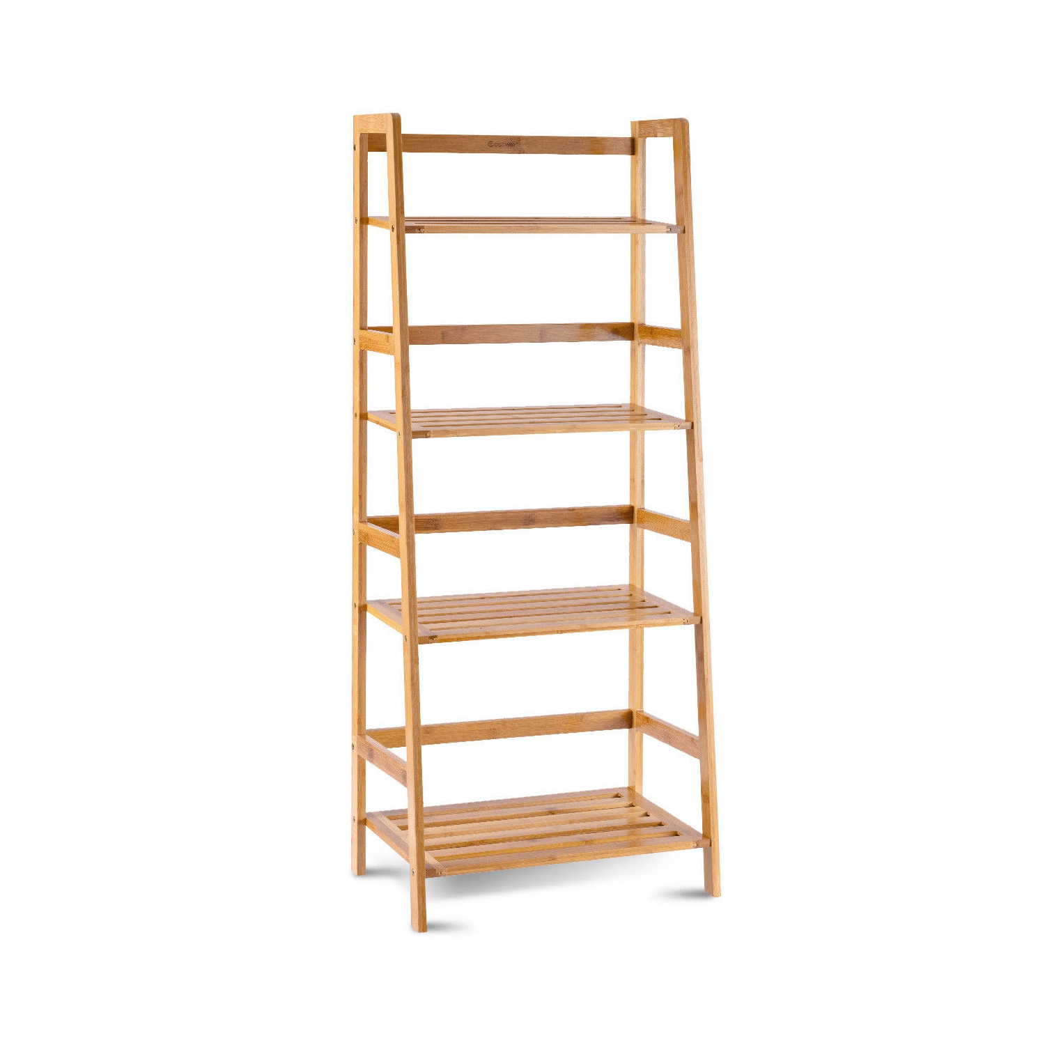 Étagère de Rangement avec 4 Tablettes en Bambou, Etagère de Fleurs, Meuble de Rangement de Salle de Bain, Bibliothèque pour Bureau, Salon, Cuisine,