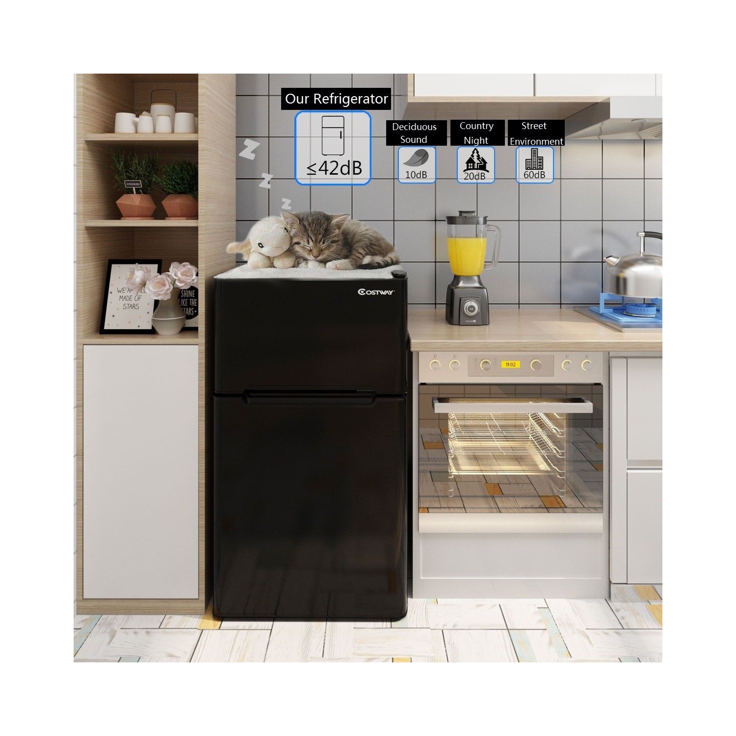 COSTWAY Refrigerator Small Freezer Cooler Fridge Compact 3.2 cu ft. - Black