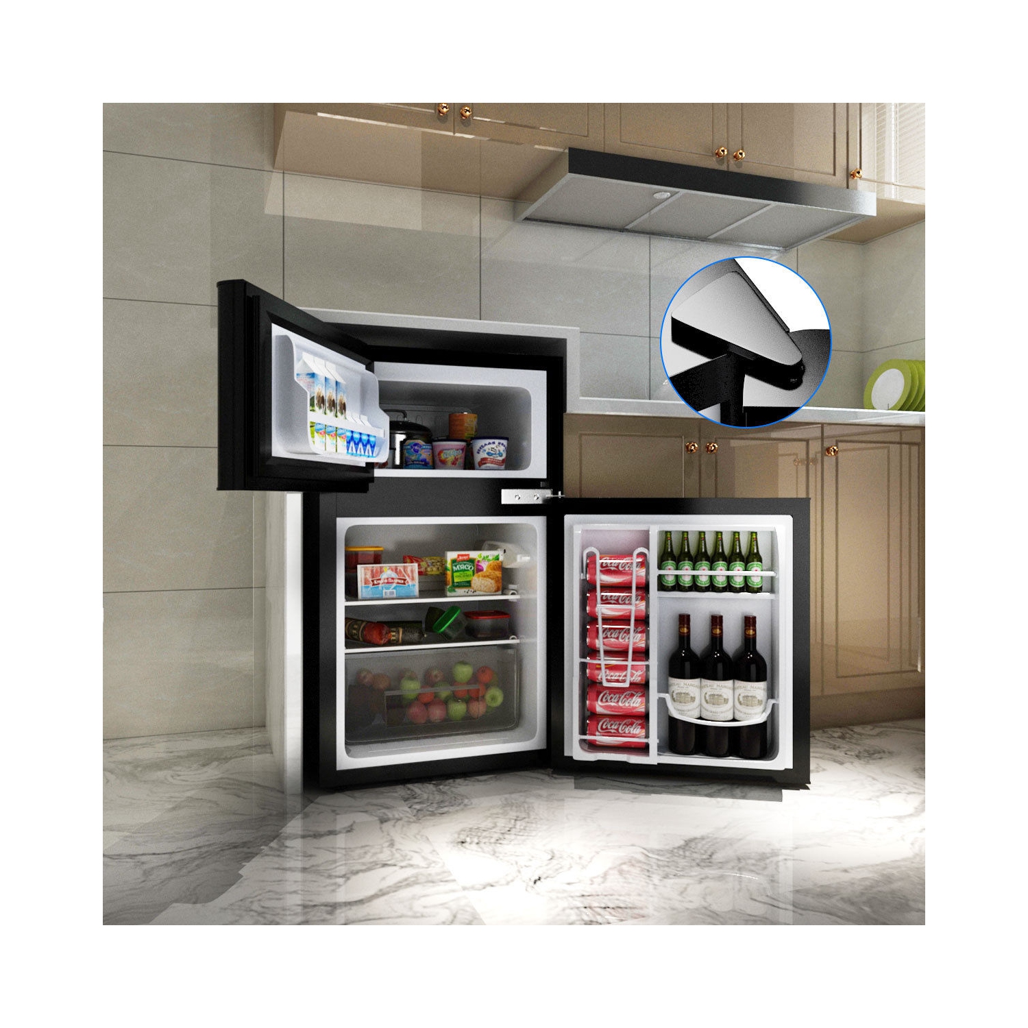 COSTWAY Refrigerator Small Freezer Cooler Fridge Compact 3.2 cu ft. - Black