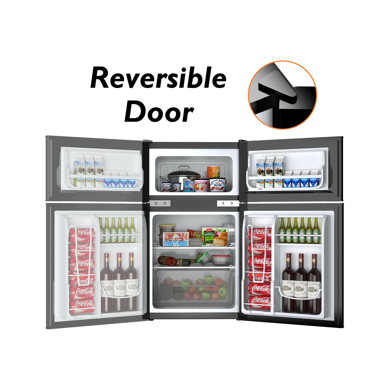 COSTWAY Refrigerator Small Freezer Cooler Fridge Compact 3.2 cu ft. - Black