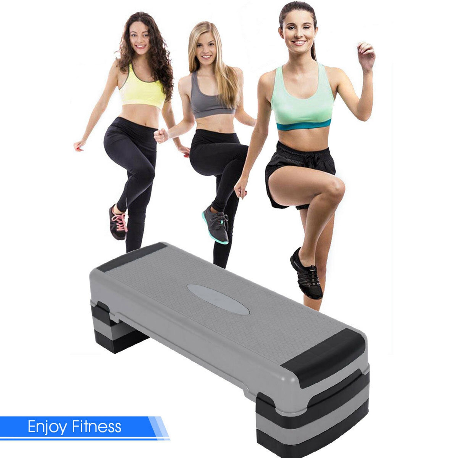 Fitness Aérobic Stepper Cardio ajustable 6"-8"-10" Exercice stepper empilables de la marque Costway