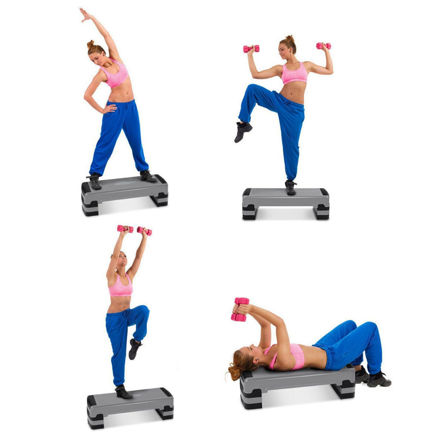 Fitness Aérobic Stepper Cardio ajustable 6"-8"-10" Exercice stepper empilables de la marque Costway