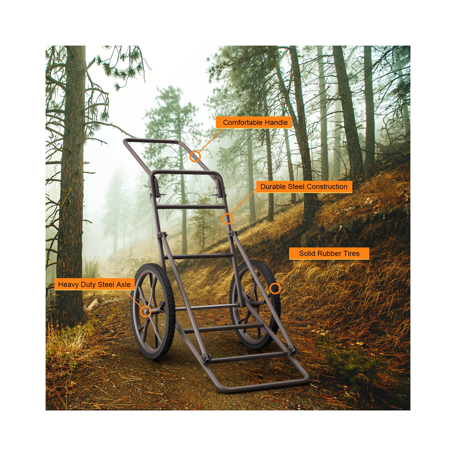 Costway Deer Cart Game Hauler Utility Gear Dolly Cart Hunting Accessories 500 LB