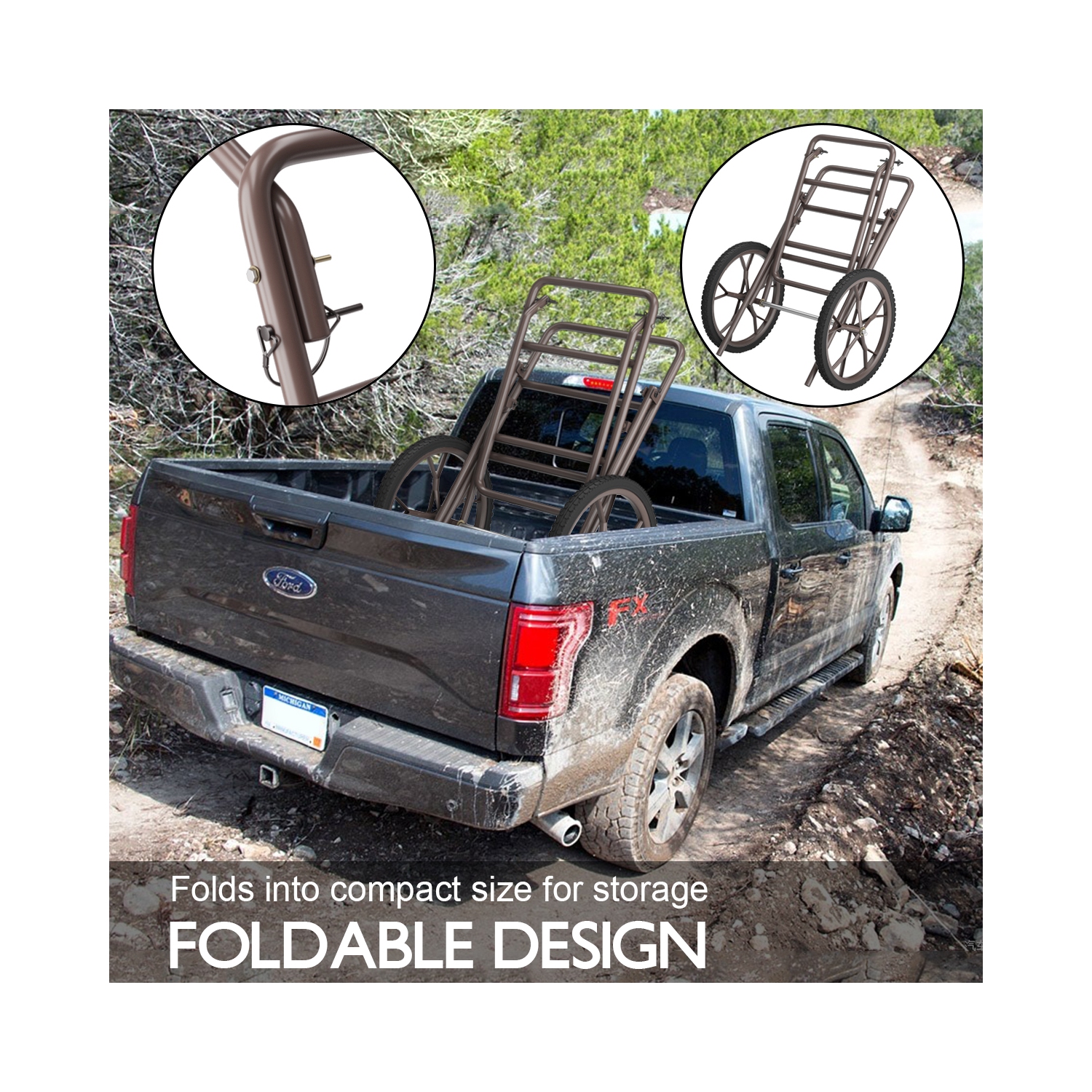 Costway Deer Cart Game Hauler Utility Gear Dolly Cart Hunting Accessories 500 LB