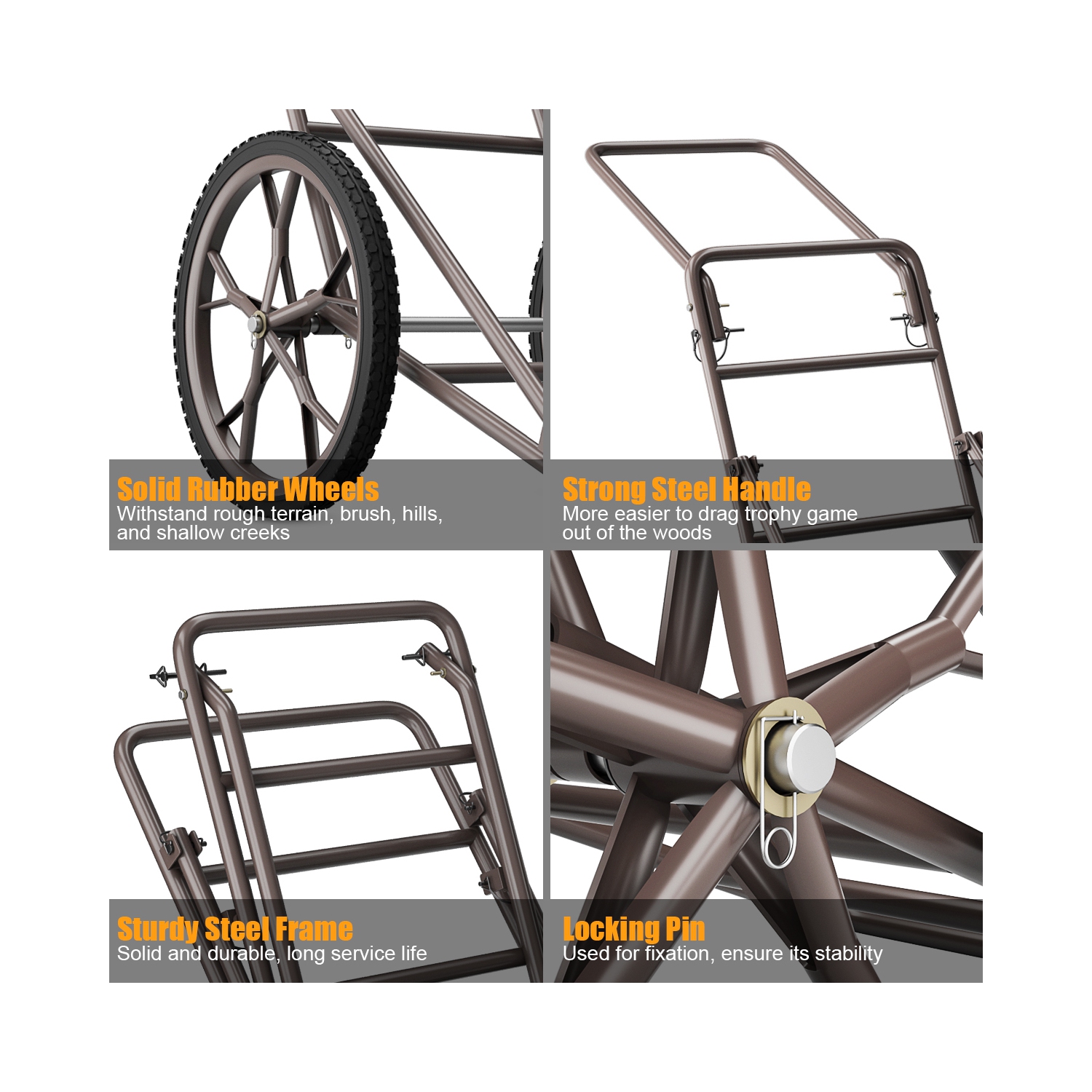 Costway Deer Cart Game Hauler Utility Gear Dolly Cart Hunting Accessories 500 LB