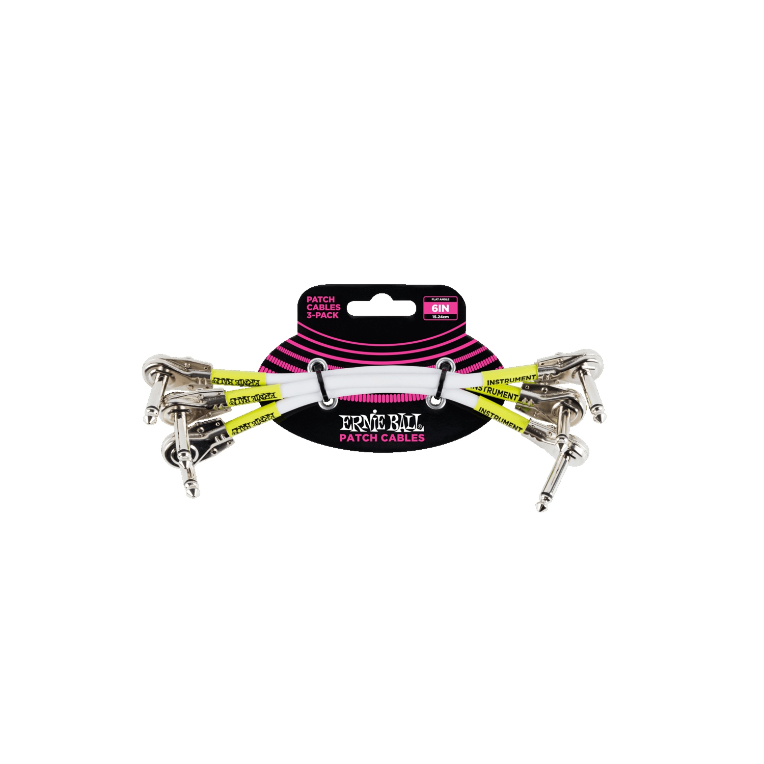 Ernie Ball 6" Pancake Flat Angle / Flat Angle Patch Cable 3-Pack White