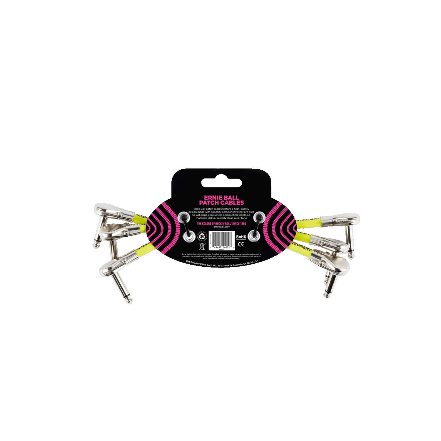 Ernie Ball 6" Pancake Flat Angle / Flat Angle Patch Cable 3-Pack White