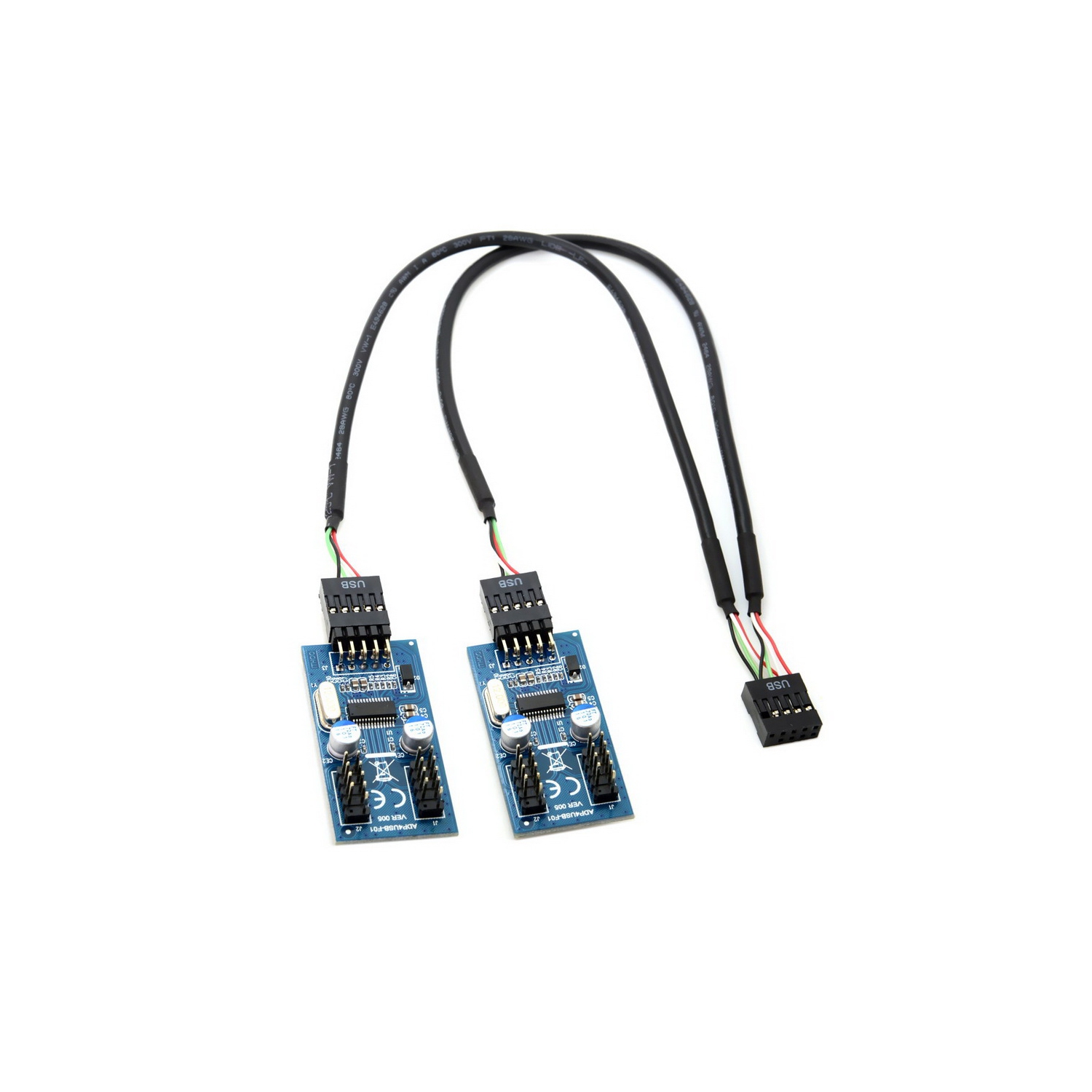iHaospace USB Hub Interne Motherboard USB 2.0 9-Broches Header 1 à 2  Extension Hub Splitter Adapter 30CM- USB 1 à 2 Séparateur/Emplacement  D'extension