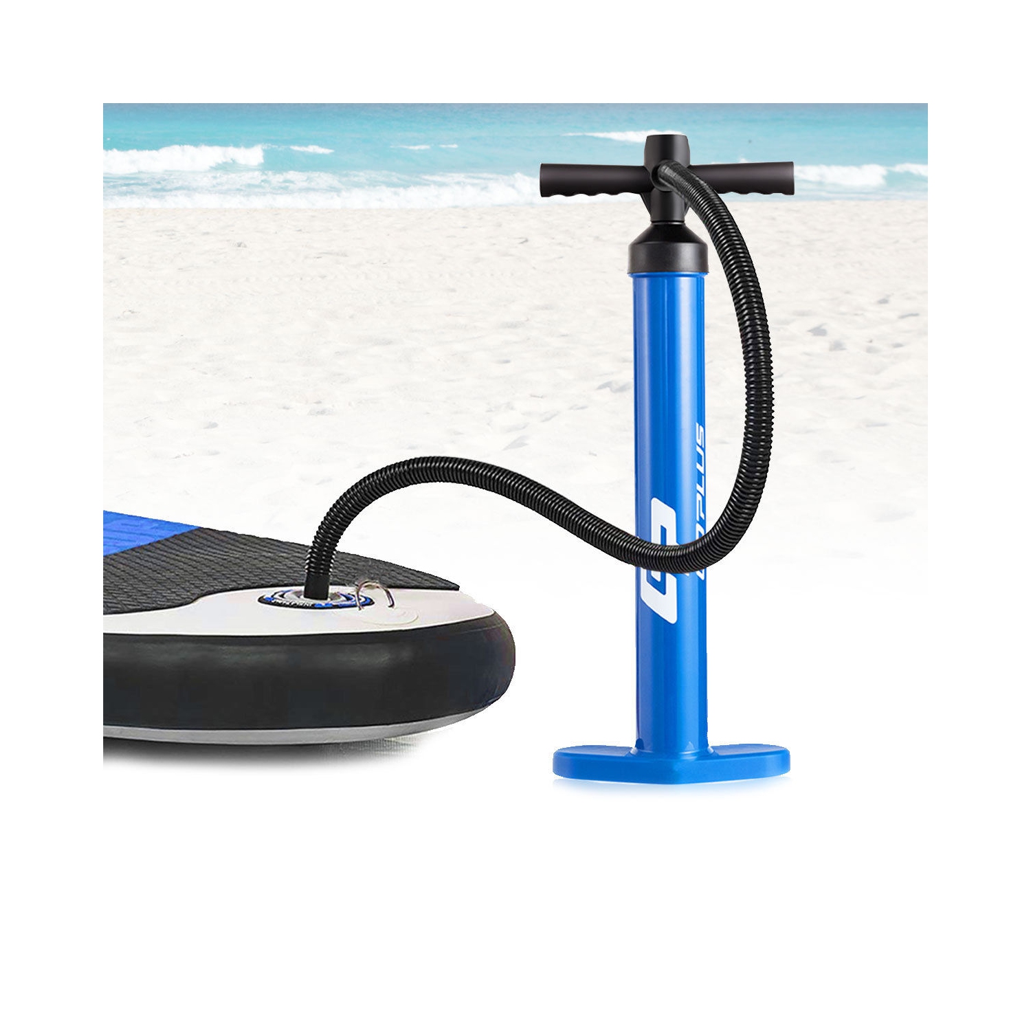 Goplus SUP Hand Pump Max 29 PSI Double Action Manual inflation w/ Gauge