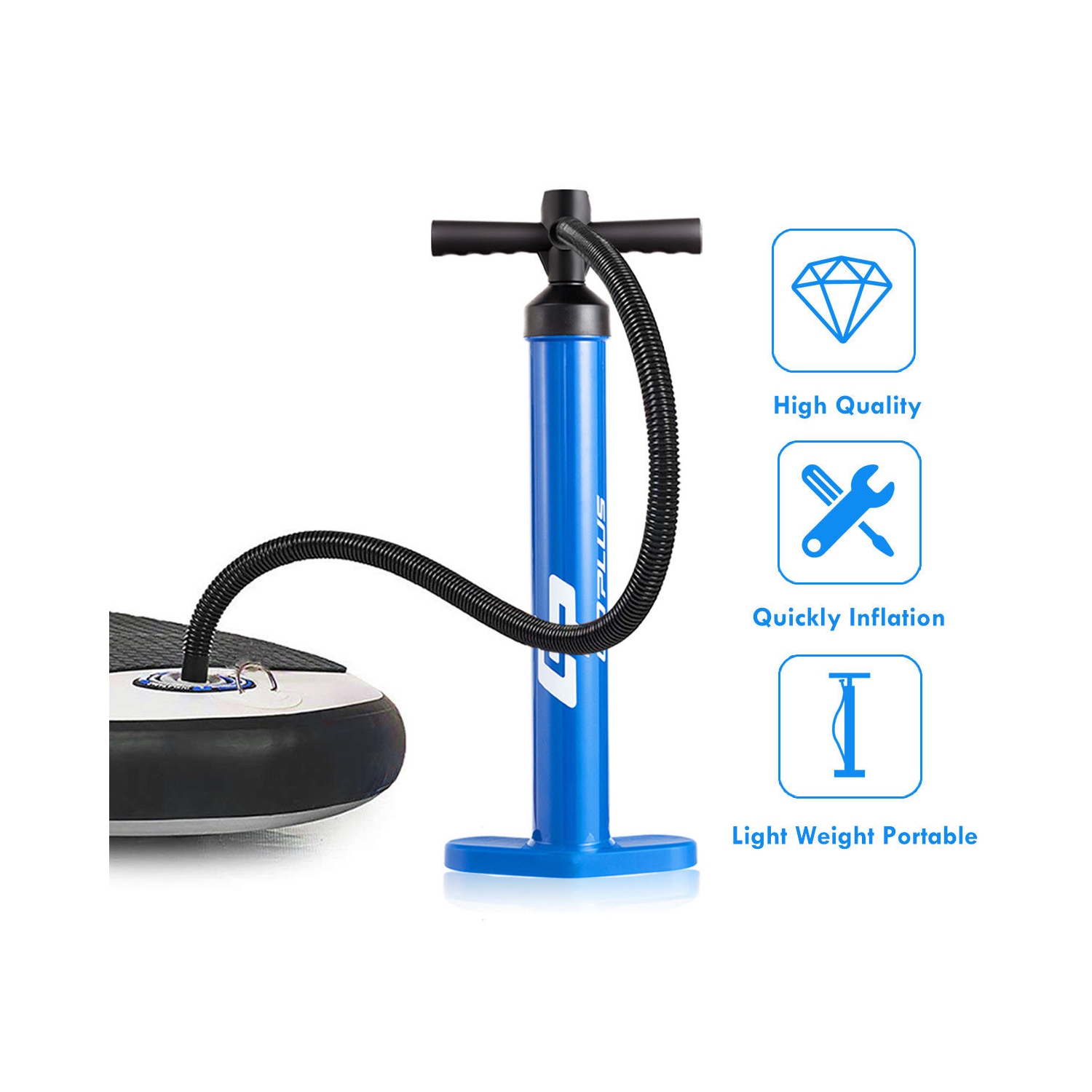 Goplus SUP Hand Pump Max 29 PSI Double Action Manual inflation w/ Gauge