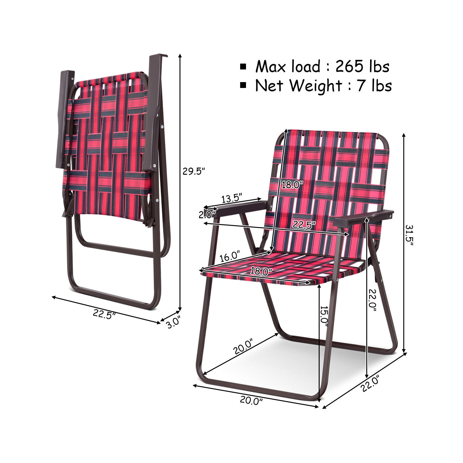 Lot de 6 chaises de camping pliantes