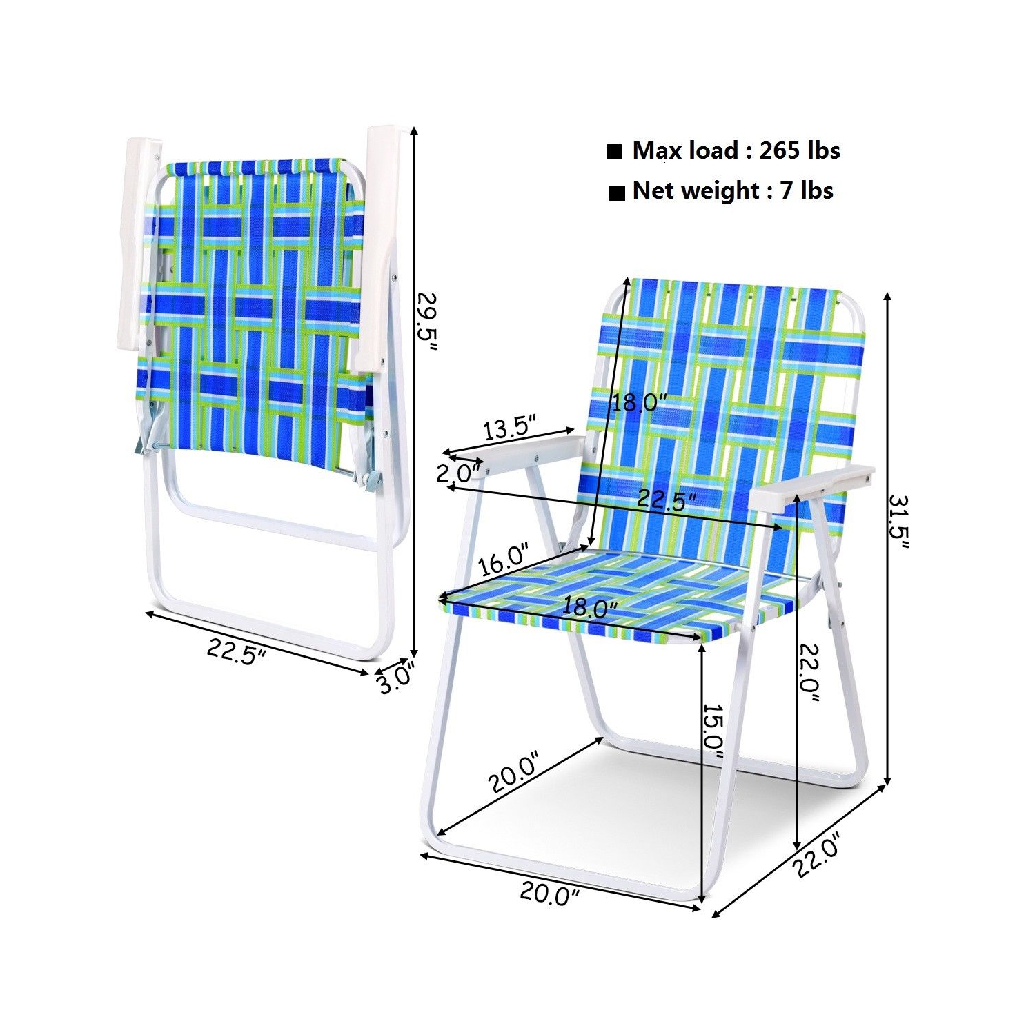 Lot de 6 chaises de camping pliantes