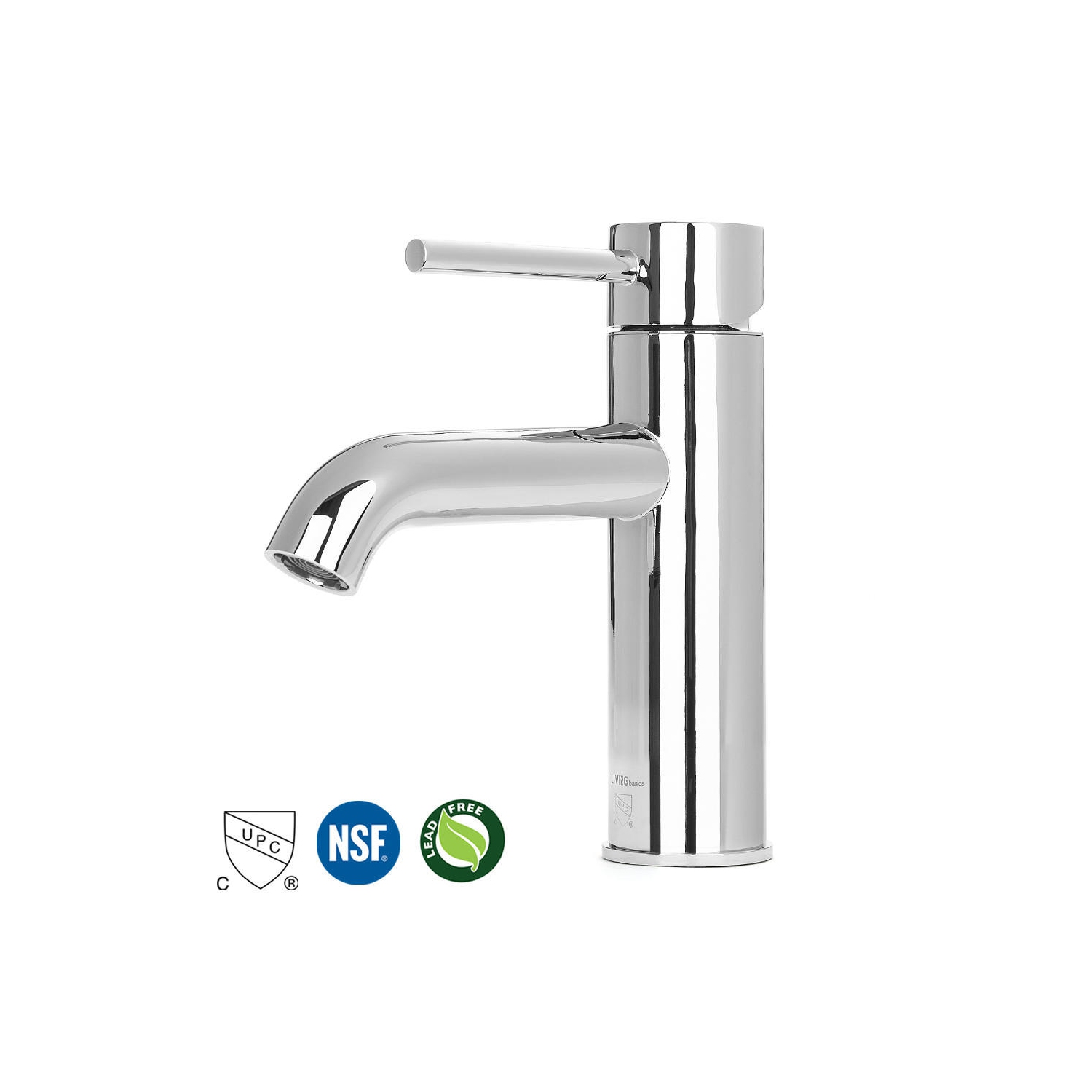 Robinet de lavabo de salle de bain à une poignée, chrome clair commercial moderne-LIVINGBasics