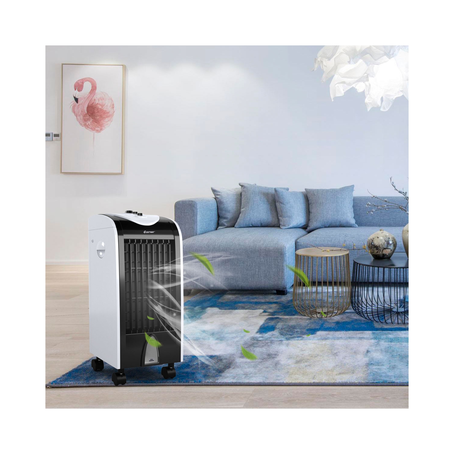Ventilateur refroidisseur portatif par évaporation humidifiant avec bouton de commande de filtre