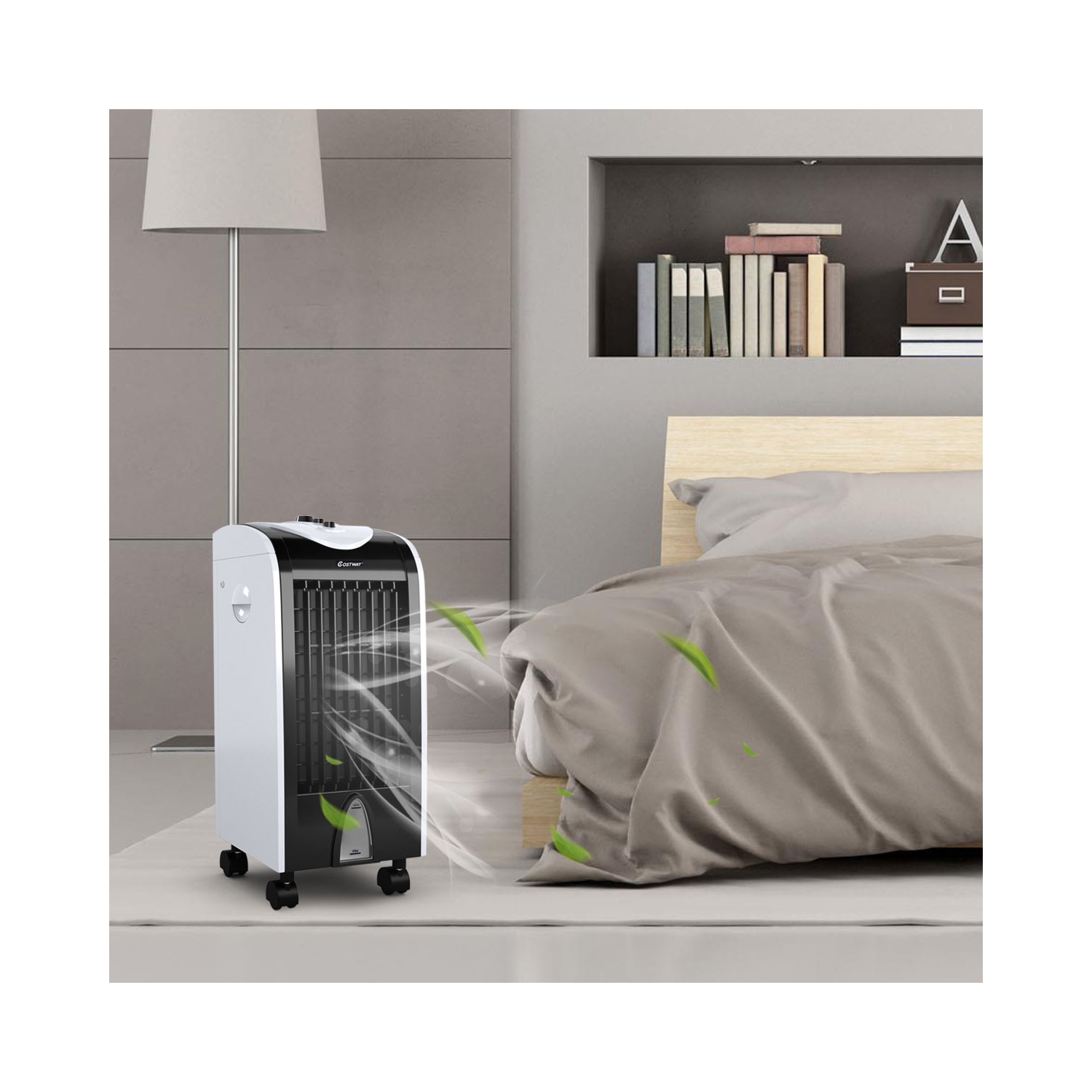 Ventilateur refroidisseur portatif par évaporation humidifiant avec bouton de commande de filtre
