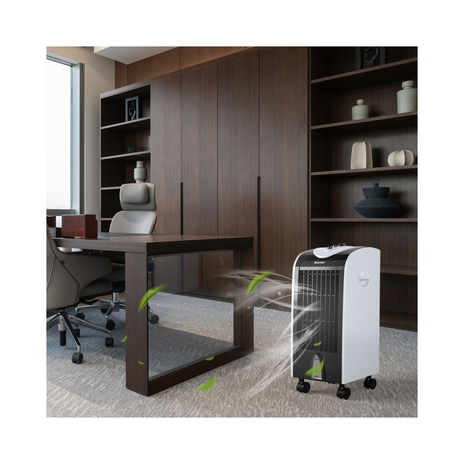 Ventilateur refroidisseur portatif par évaporation humidifiant avec bouton de commande de filtre