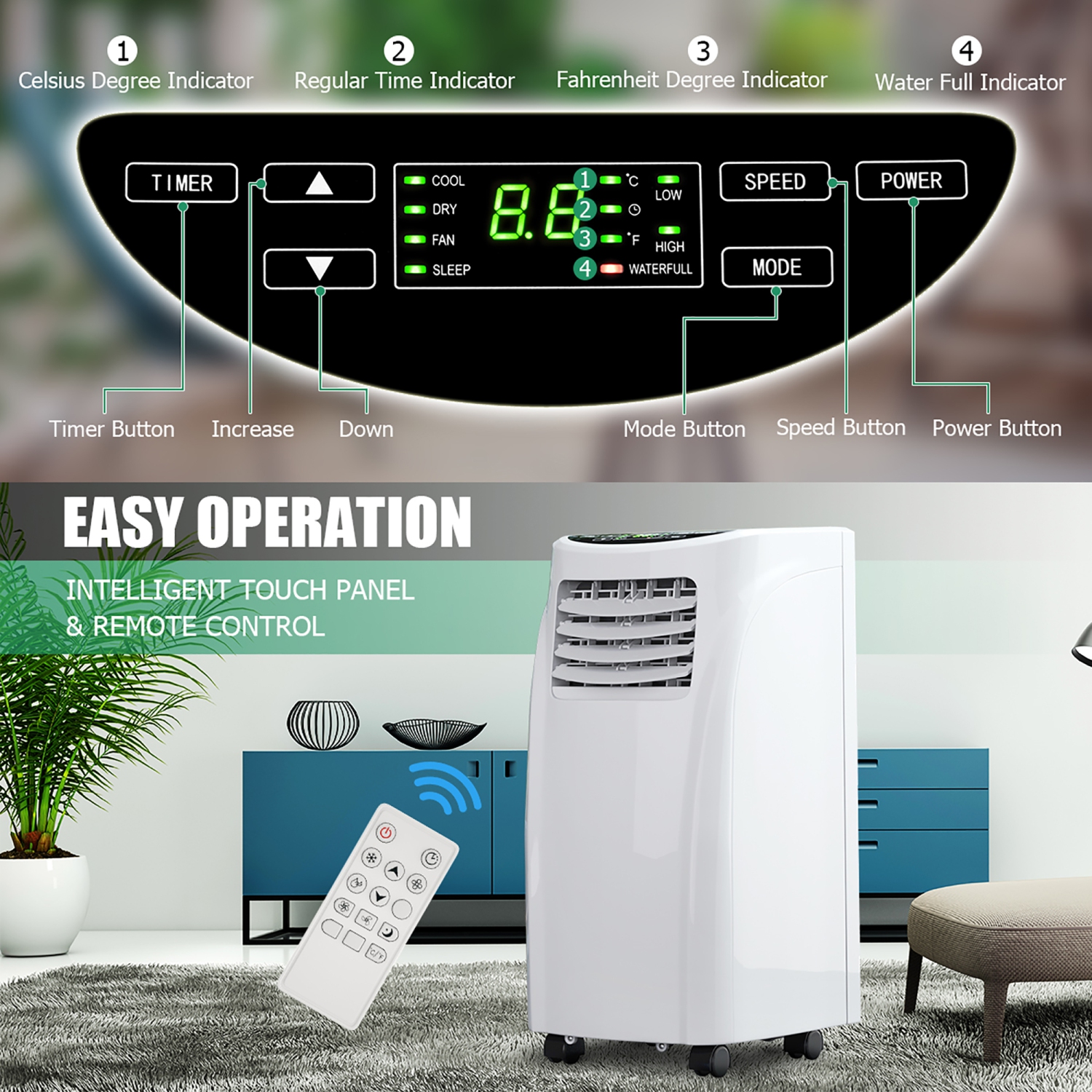 Costway 8,000 BUT Air Conditioner & Dehumidifier Window Kit w/ Remote Control