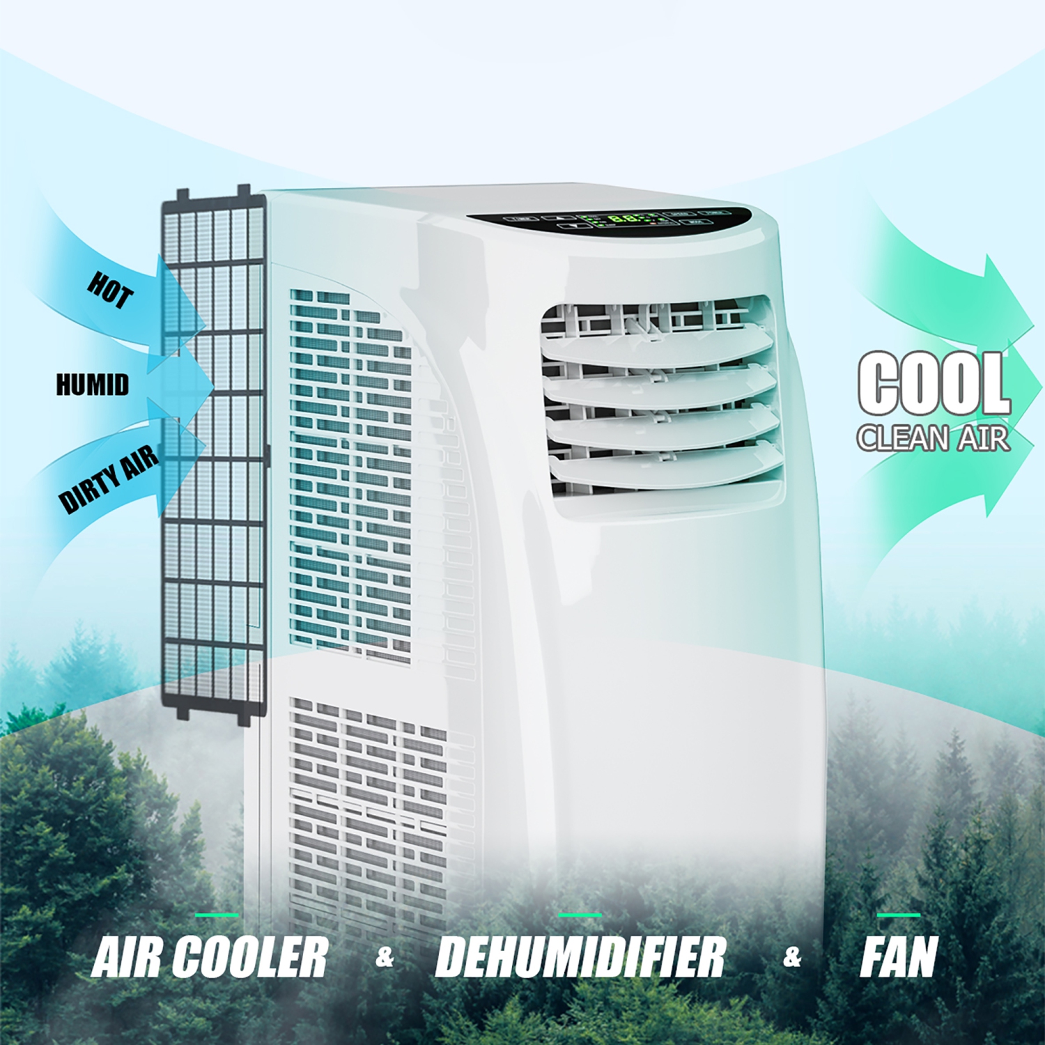 Costway 8,000 BUT Air Conditioner & Dehumidifier Window Kit w/ Remote Control