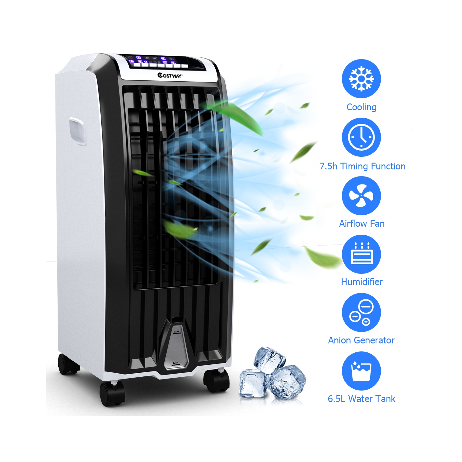 Humidificateur-ventilateur portatif à évaporation d’air avec télécommande