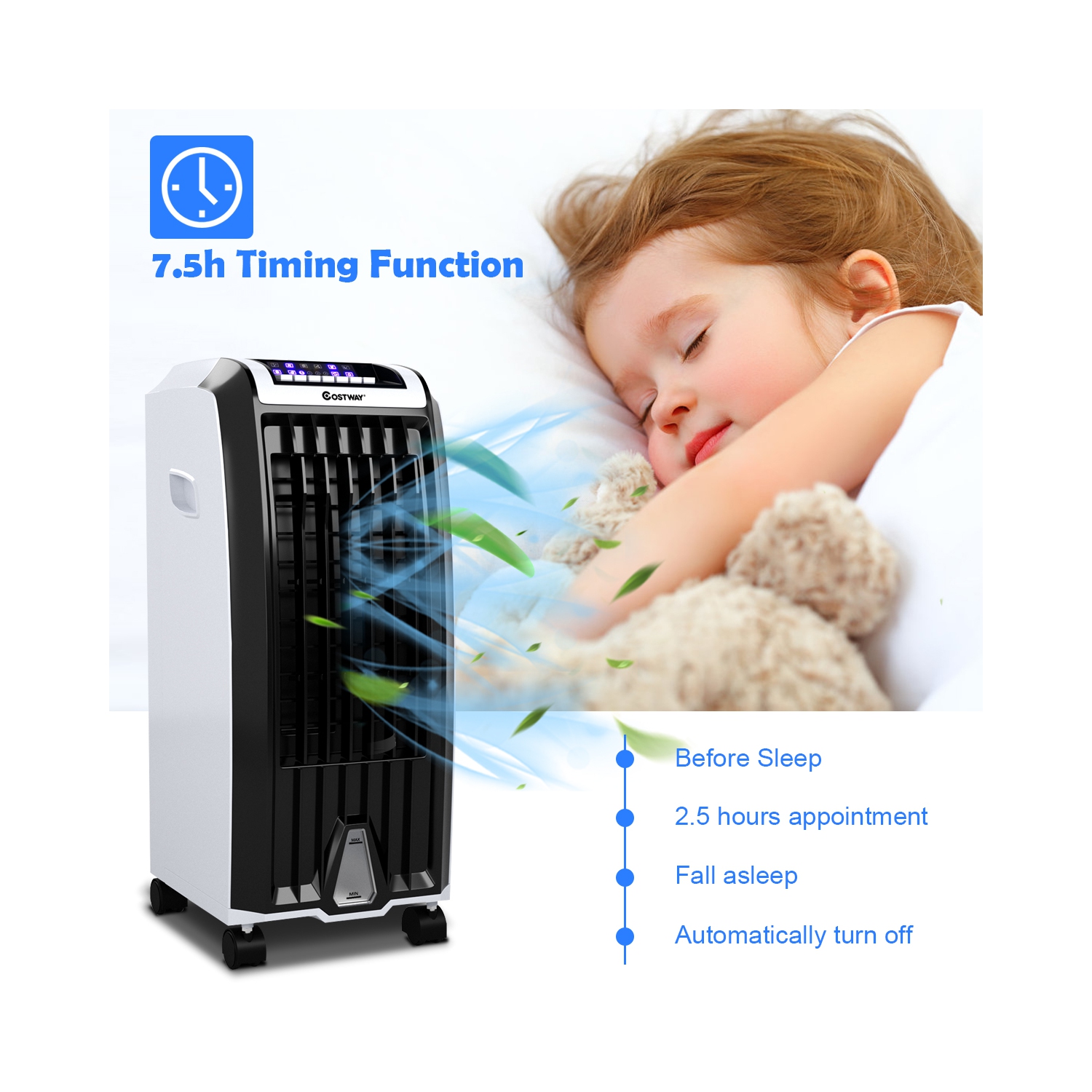 Humidificateur-ventilateur portatif à évaporation d’air avec télécommande