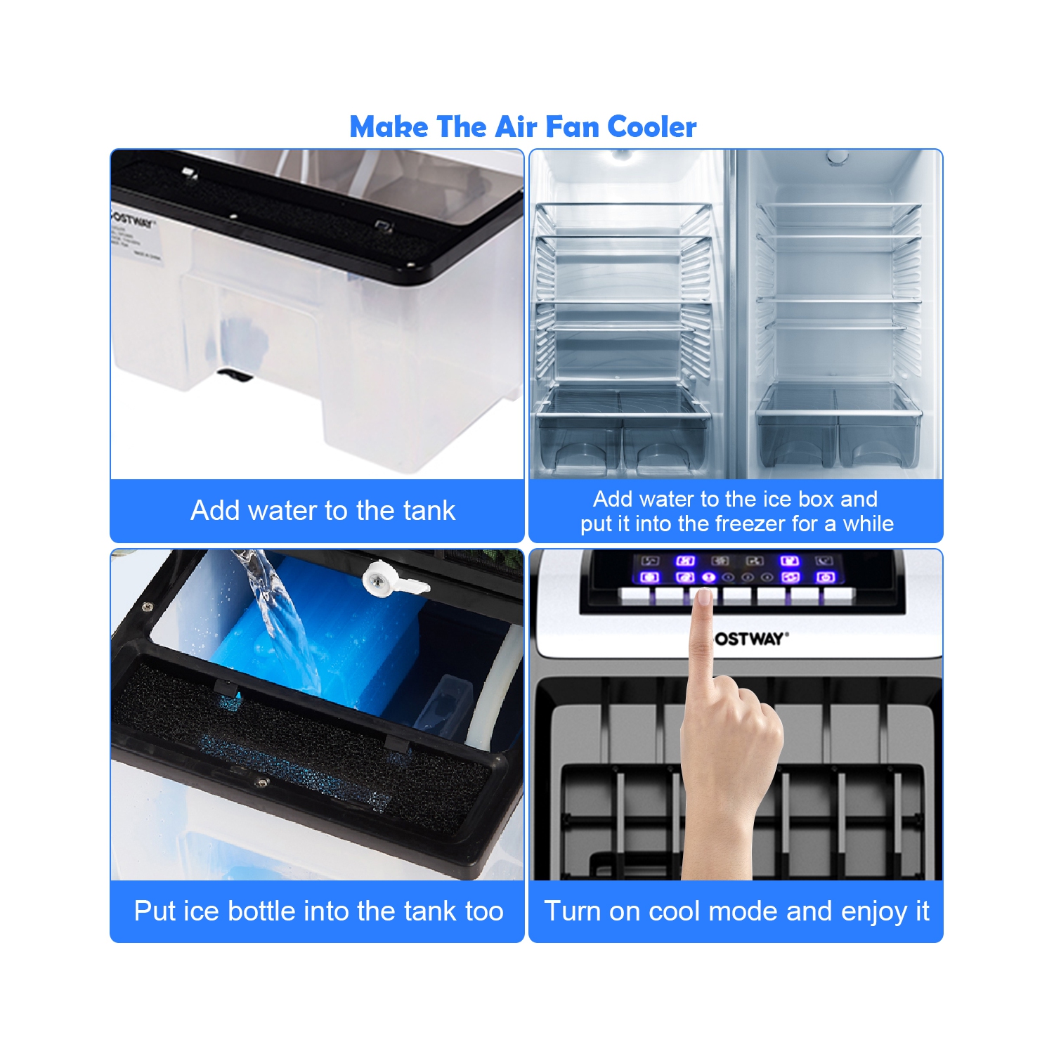 Humidificateur-ventilateur portatif à évaporation d’air avec télécommande