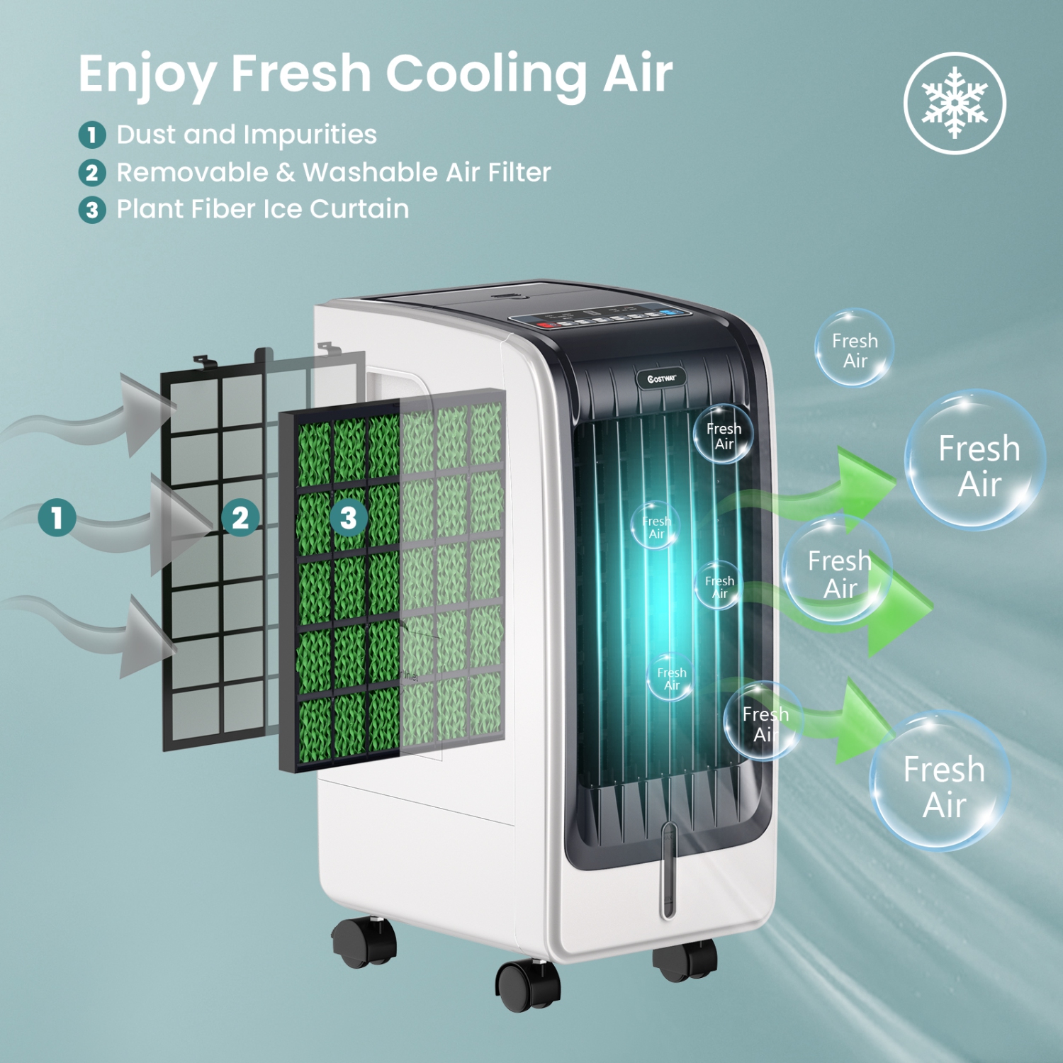 evaporative air cooler portable fan conditioner cooling touch pad remote