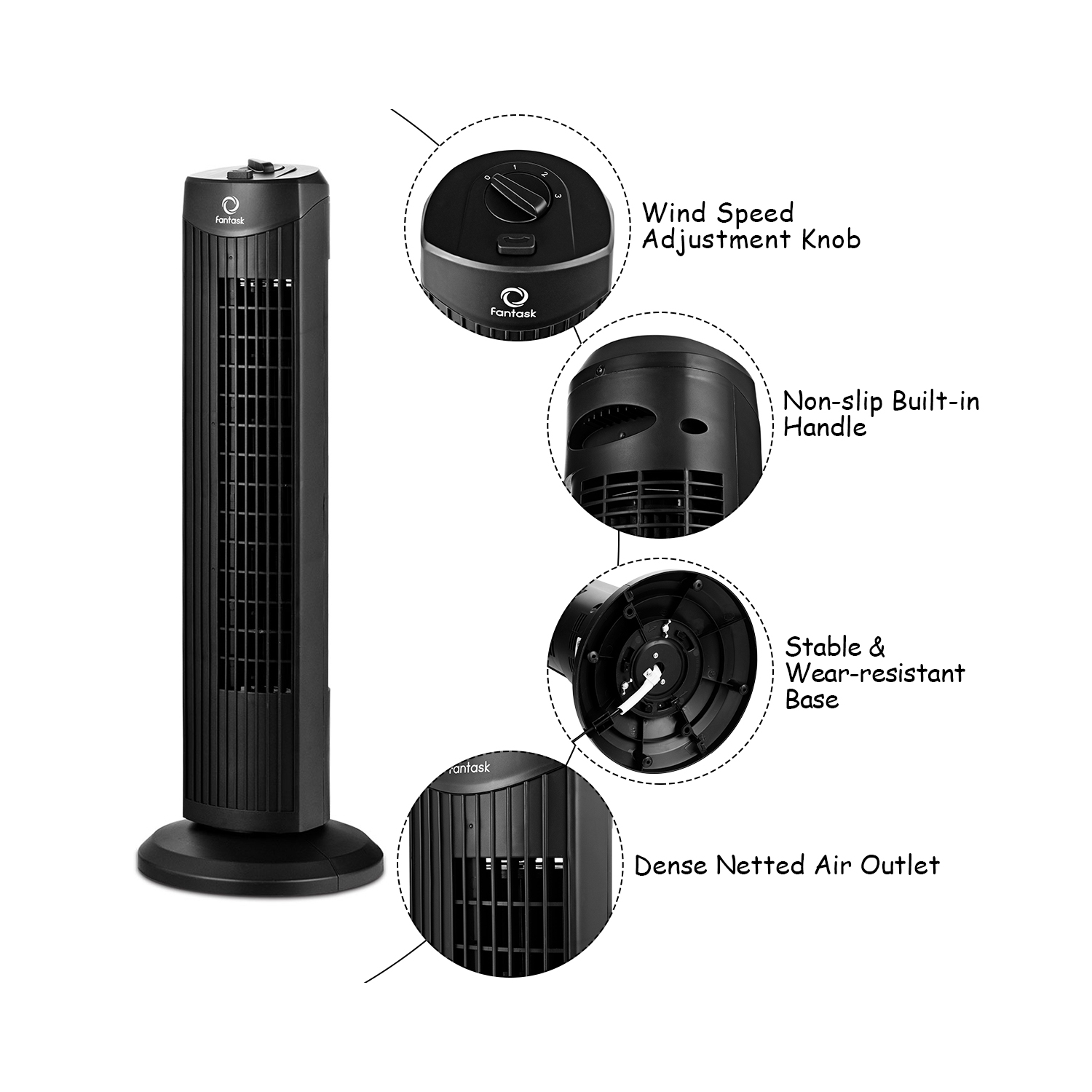 Heating, Cooling & Air Home, Furniture & DIY Portable Fans ANSIO Black