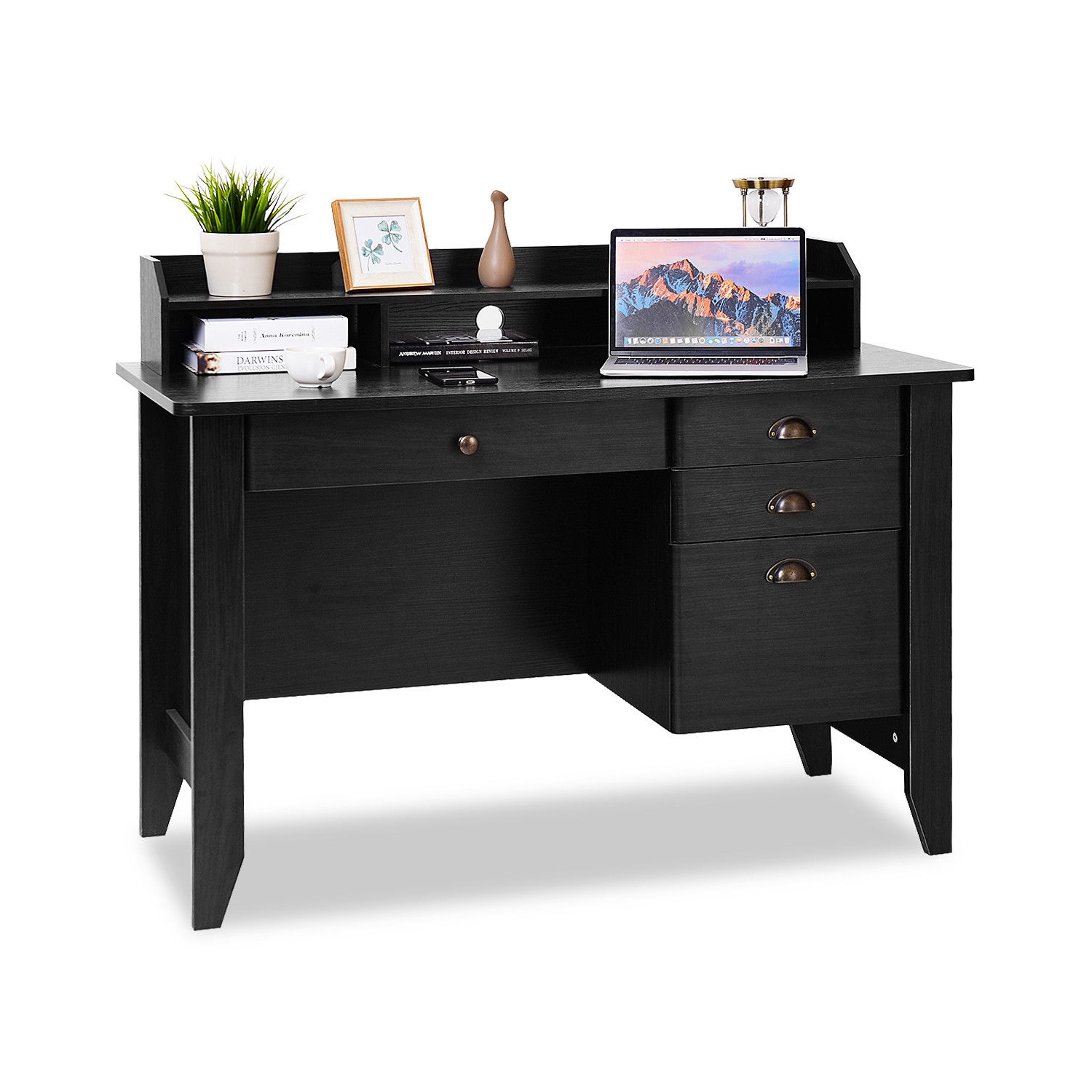 Costway Computer Computer Desk PC Laptop Writing Table Workstation Student Study Furniture Black