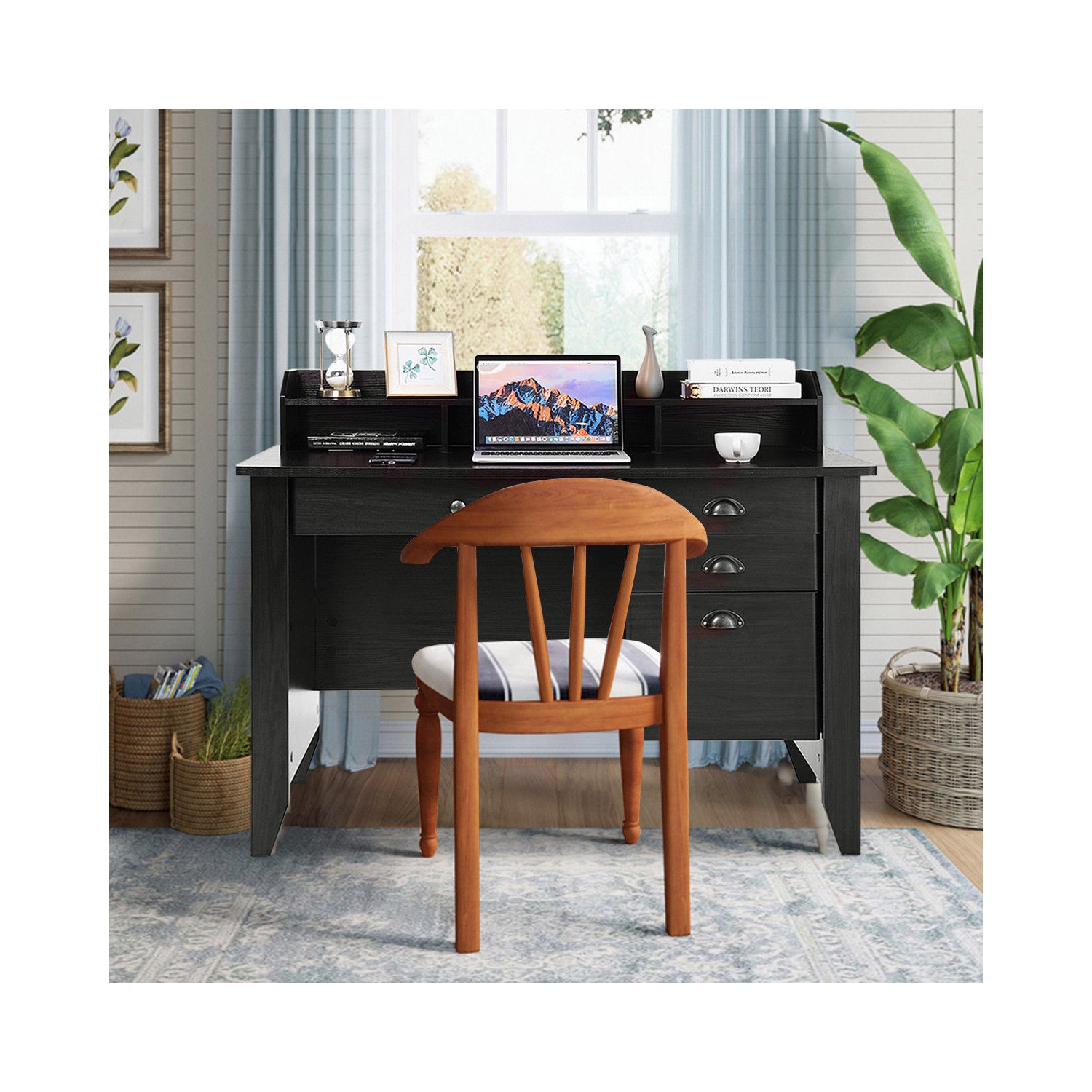 Costway Computer Computer Desk PC Laptop Writing Table Workstation Student Study Furniture Black