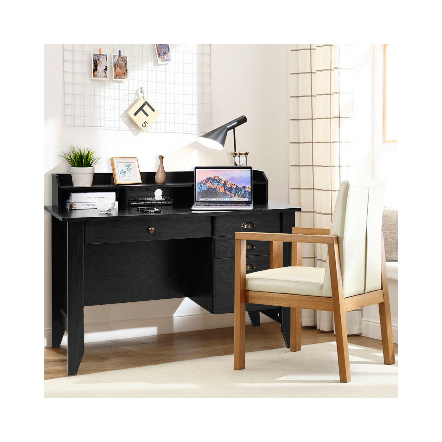 Costway Computer Computer Desk PC Laptop Writing Table Workstation Student Study Furniture Black
