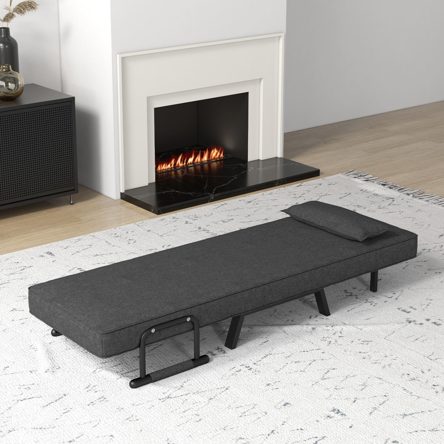 Canapé-lit transformable à 6 positions et chaise longue avec coussin gris de Costway