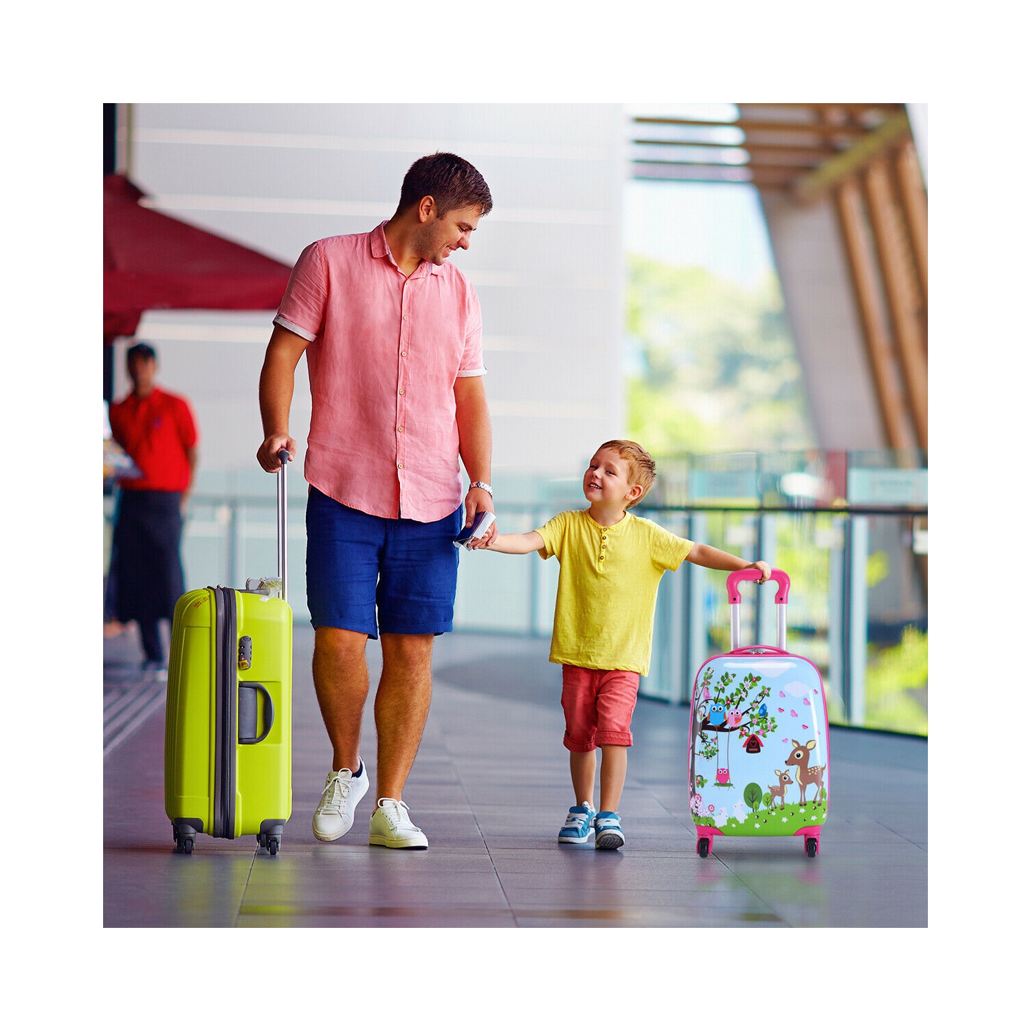 Costway 2PC 12'' 16'' Kids Luggage Set Suitcase Backpack School Travel Trolley ABS