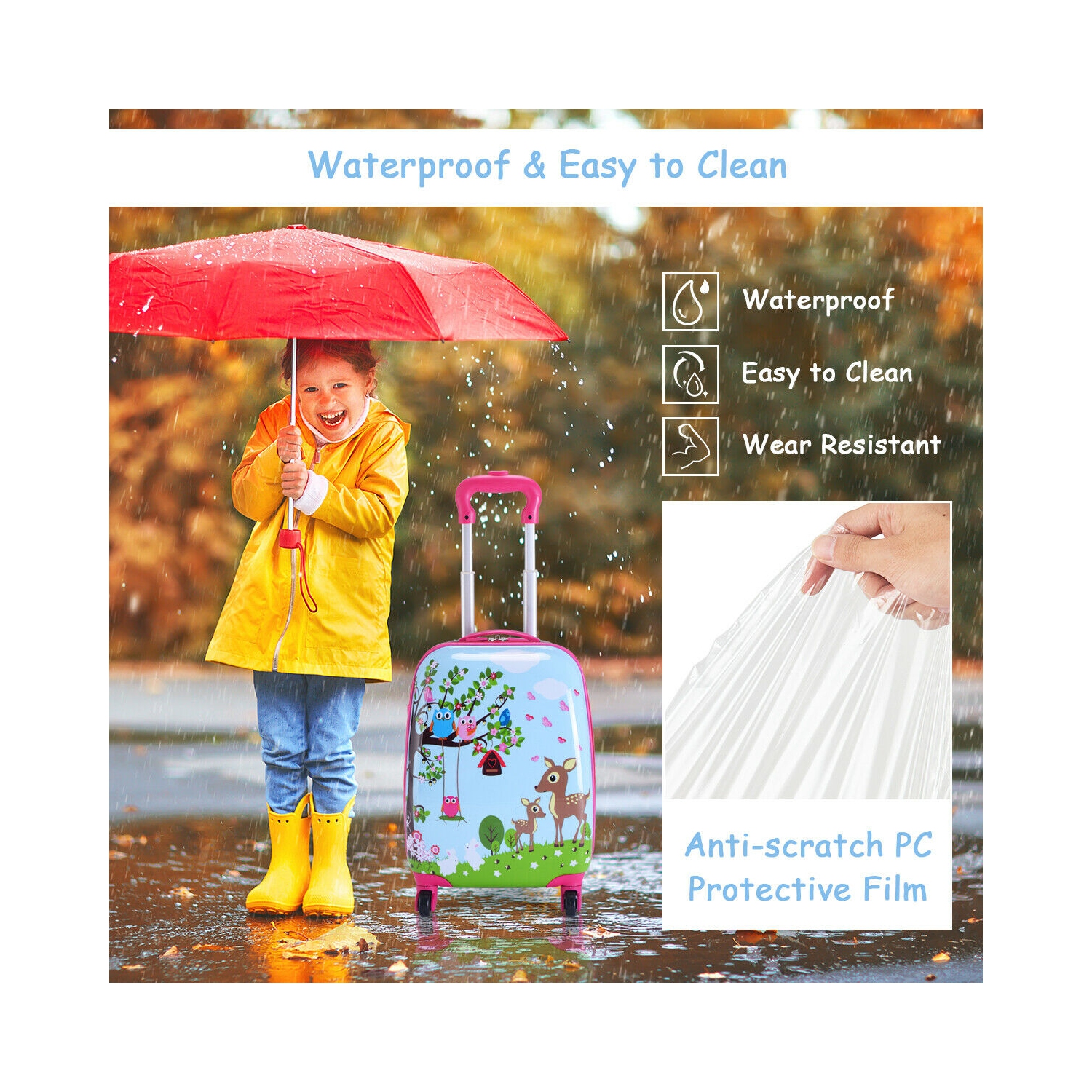 Costway 2PC 12'' 16'' Kids Luggage Set Suitcase Backpack School Travel Trolley ABS